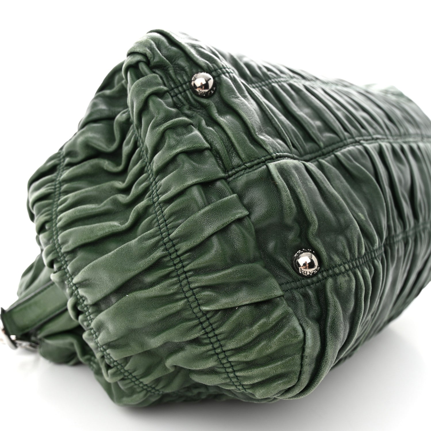 Prada Nappa Gaufre Double Zip Tote Green 9 of 17