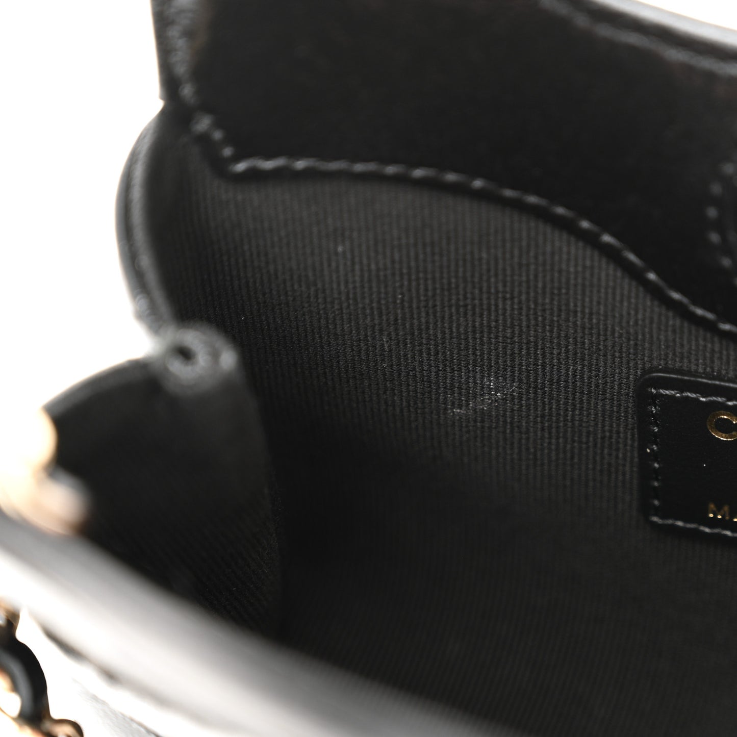 Shiny Lambskin Quilted Micro 31 Clutch With Chain Black