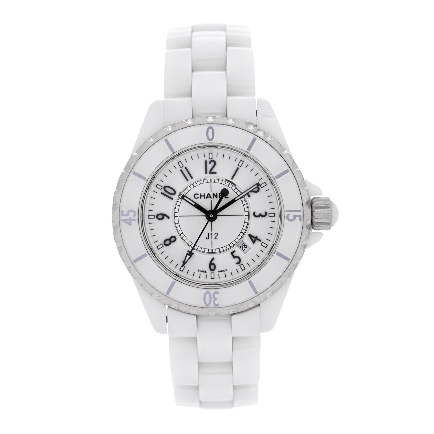 Chanel Stainless Steel Ceramic 33mm J12 Quartz Watch White 1771674