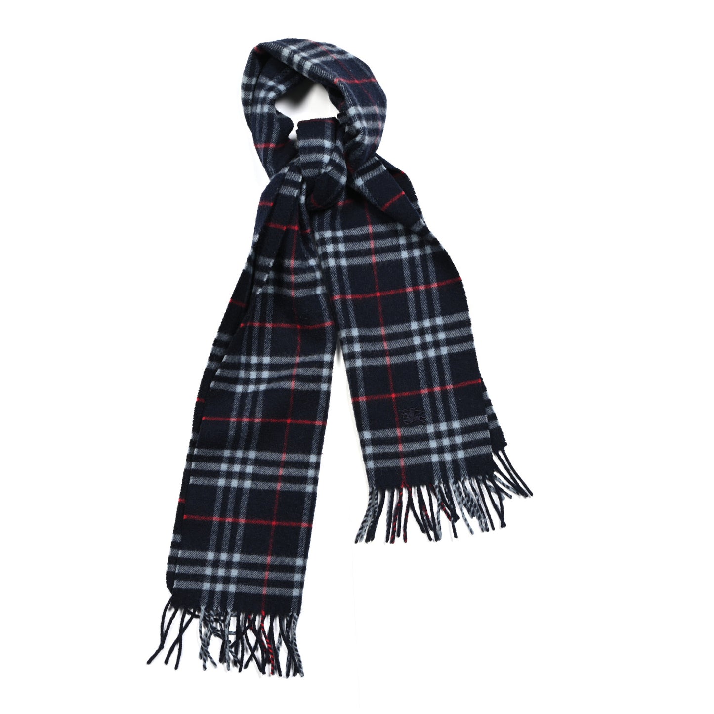 Wool Nova Check Fringe Scarf Blue