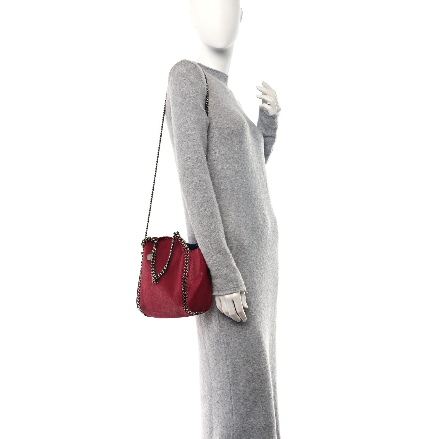 Stella McCartney Shaggy Deer Falabella Reversible Mini Fold Over Tote Red Navy 2 of 11