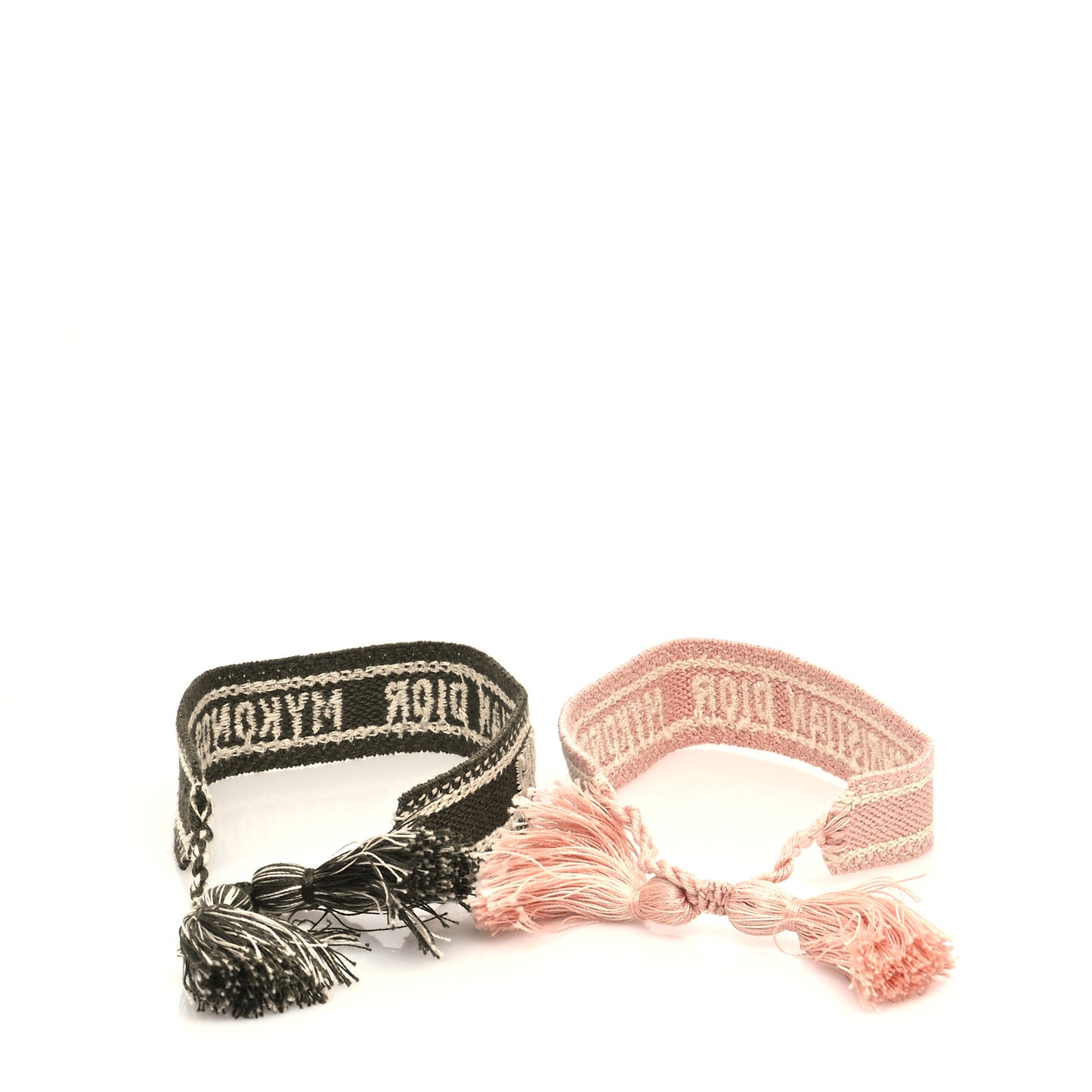 Woven Cotton J'Adior Friendship Bracelet Set Pink Black