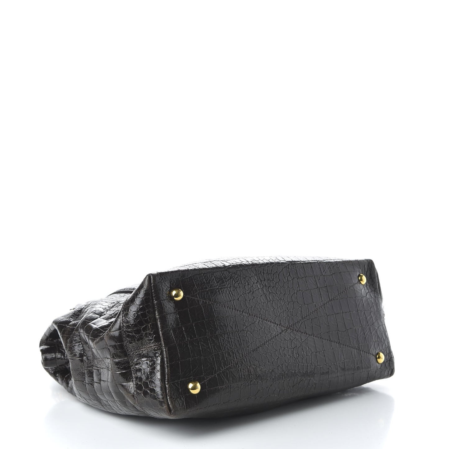 Calfskin Crocodile Embossed St Cocco Shopping Tote Black