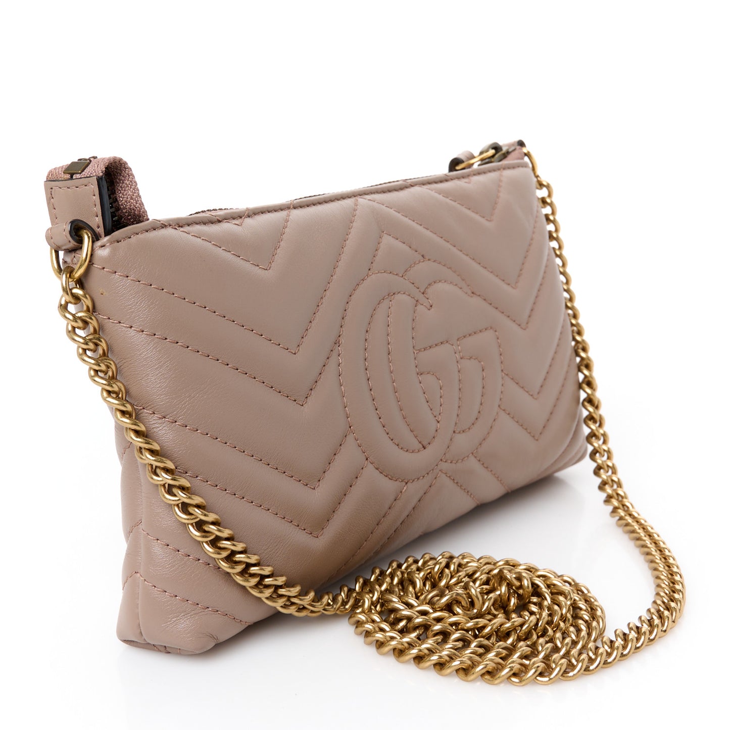 Calfskin Matelasse Mini GG Marmont Chain Bag Porcelain Rose