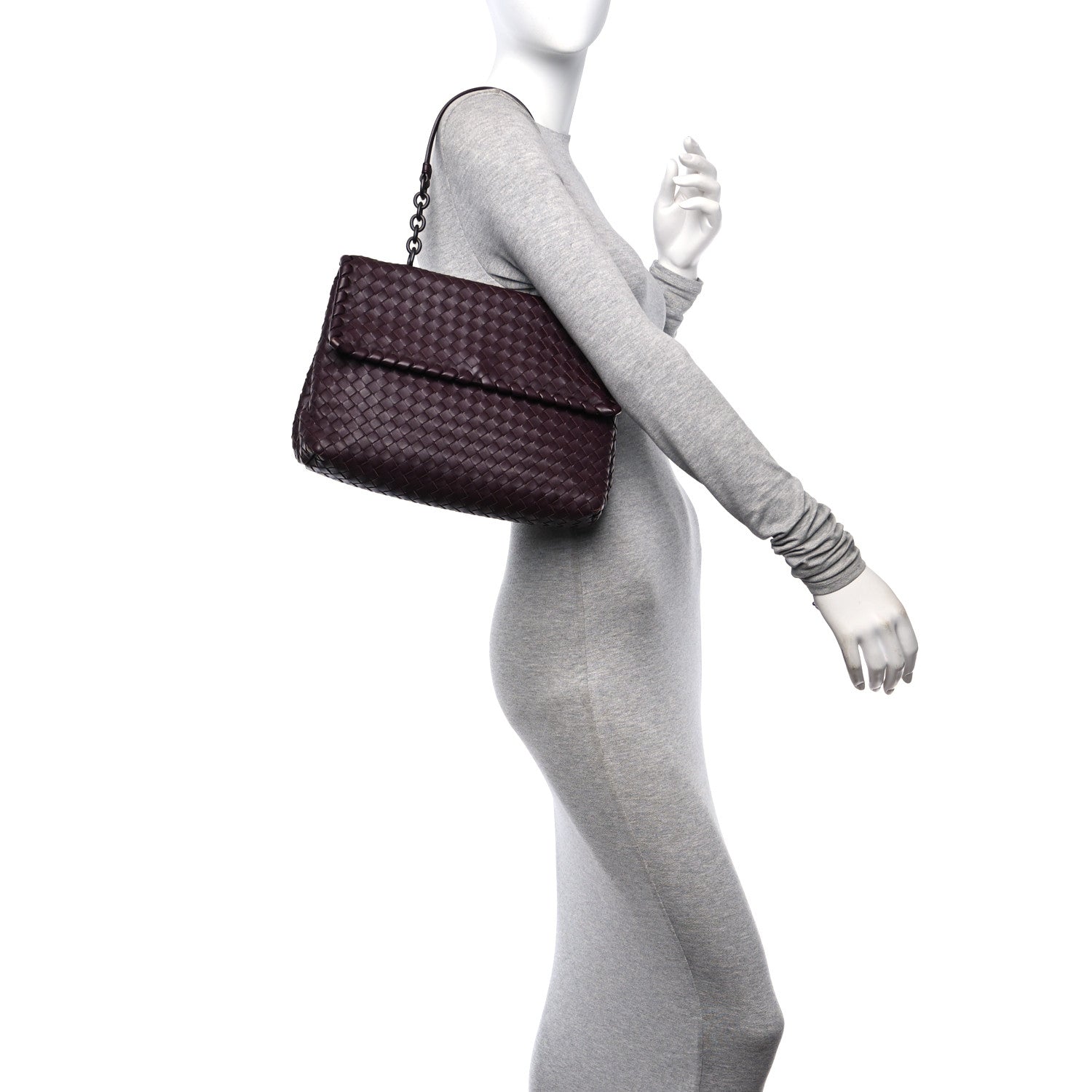 Bottega Veneta Nappa Intrecciato Large Olimpia Bag Burgundy 2 of 14
