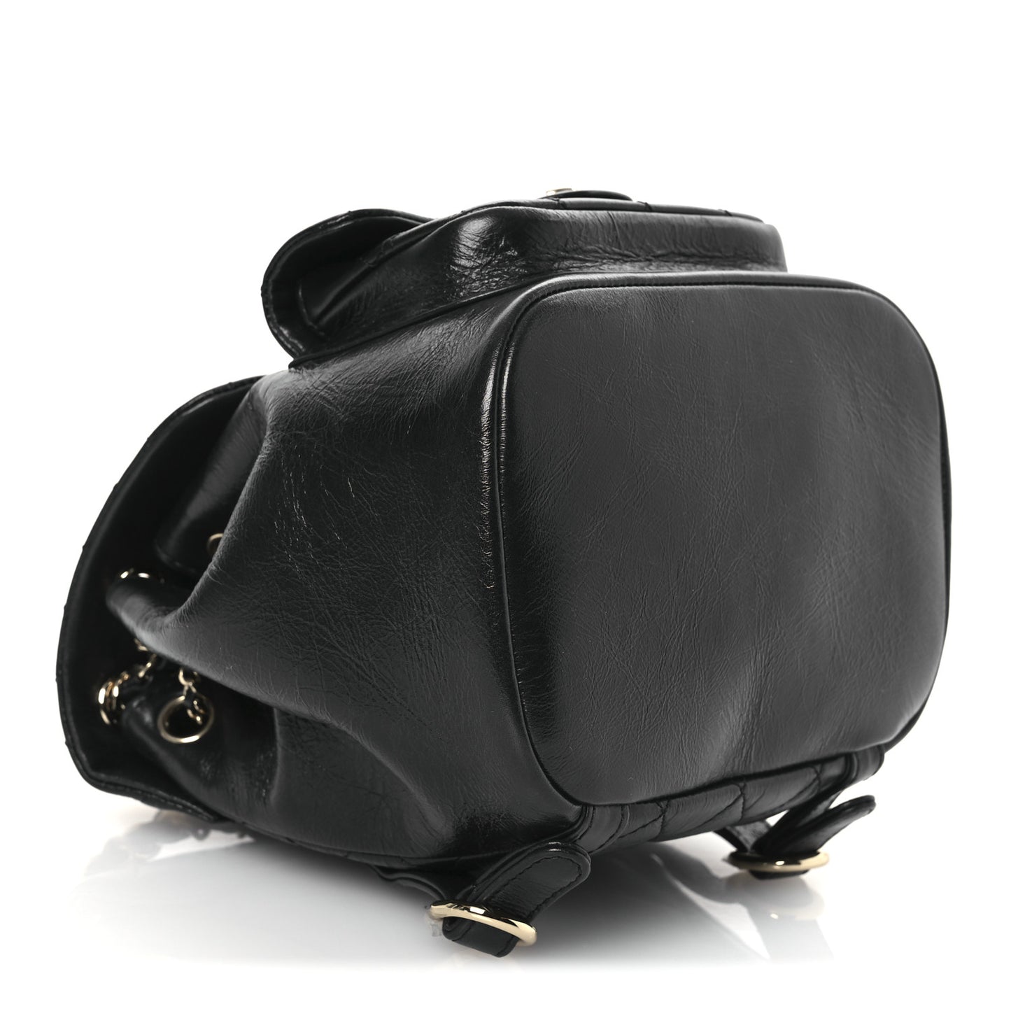 Lambskin Quilted Small Duma Drawstring Backpack Black