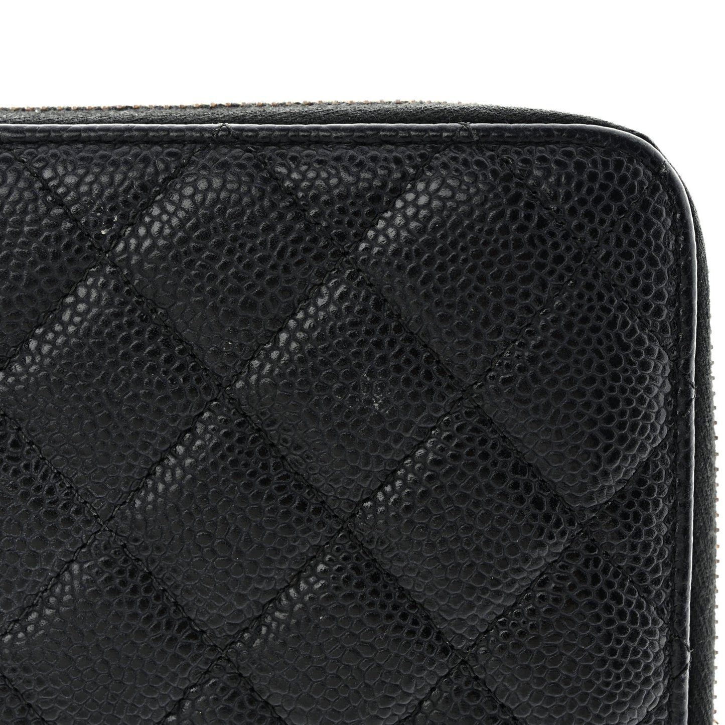 Caviar Quilted Large Gusset Zip Around Wallet Black