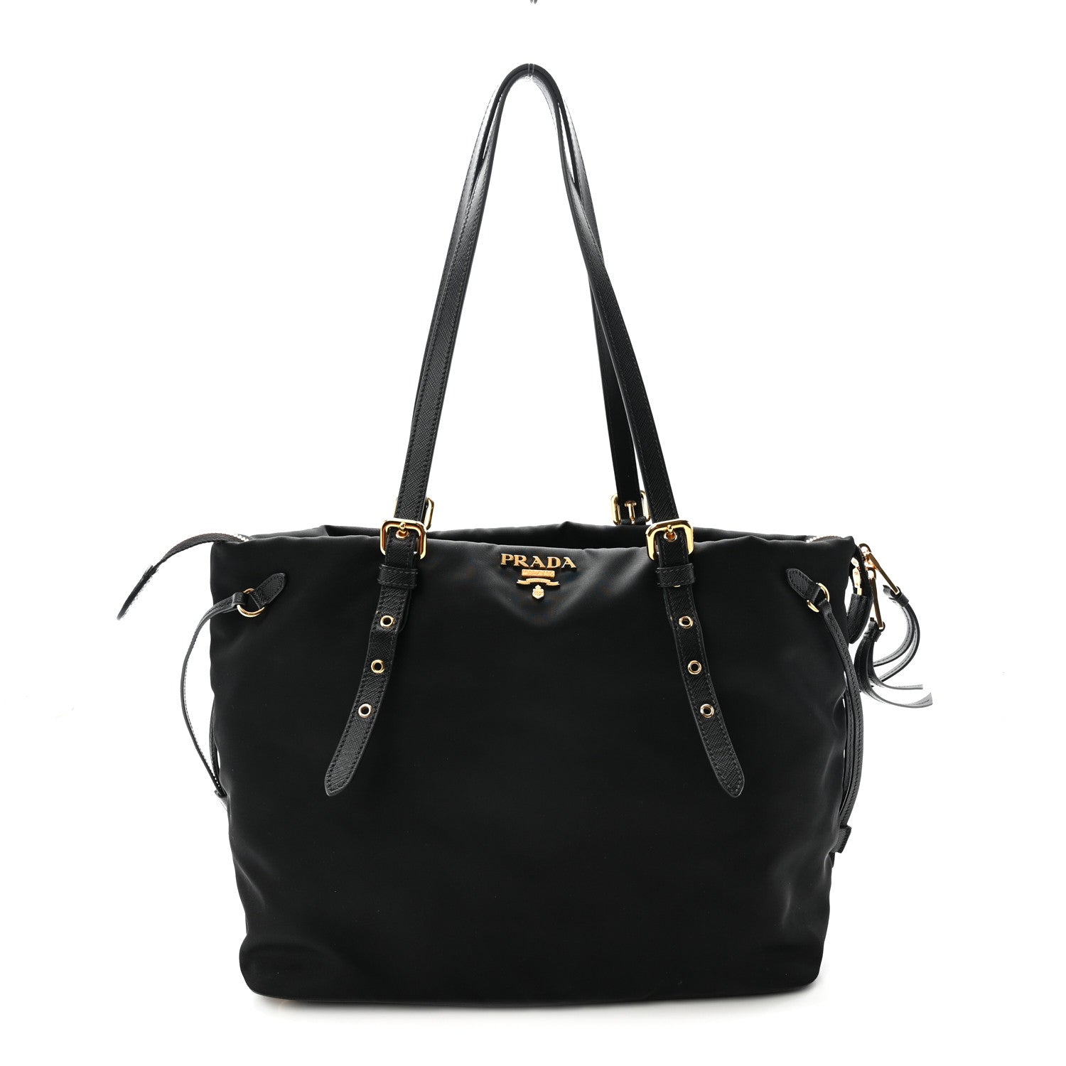 Prada Tessuto Nylon Saffiano Tote Black 1892209 – FASHIONPHILE