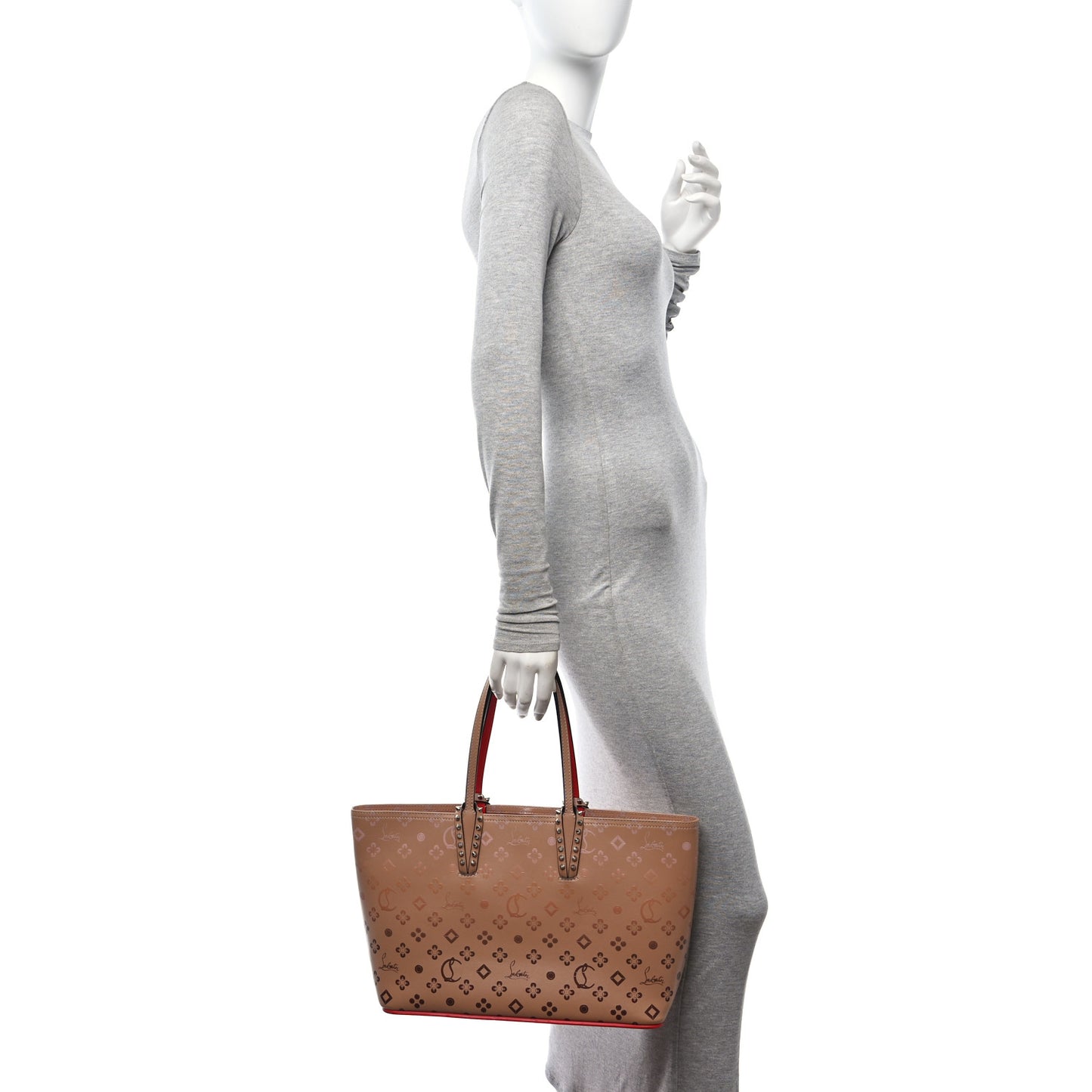 Calfskin Patent Degrade Loubinthesky East West Cabata Tote Nude
