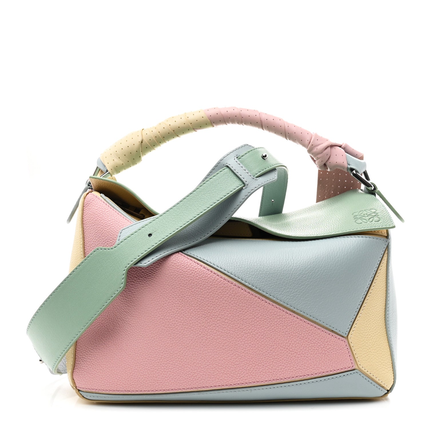 LOEWE Puzzle Bag パズルバッグ 可愛いセーラーカラー Loewe Calfskin Colorblock Medium Wrapped Handle Puzzle Bag Pink