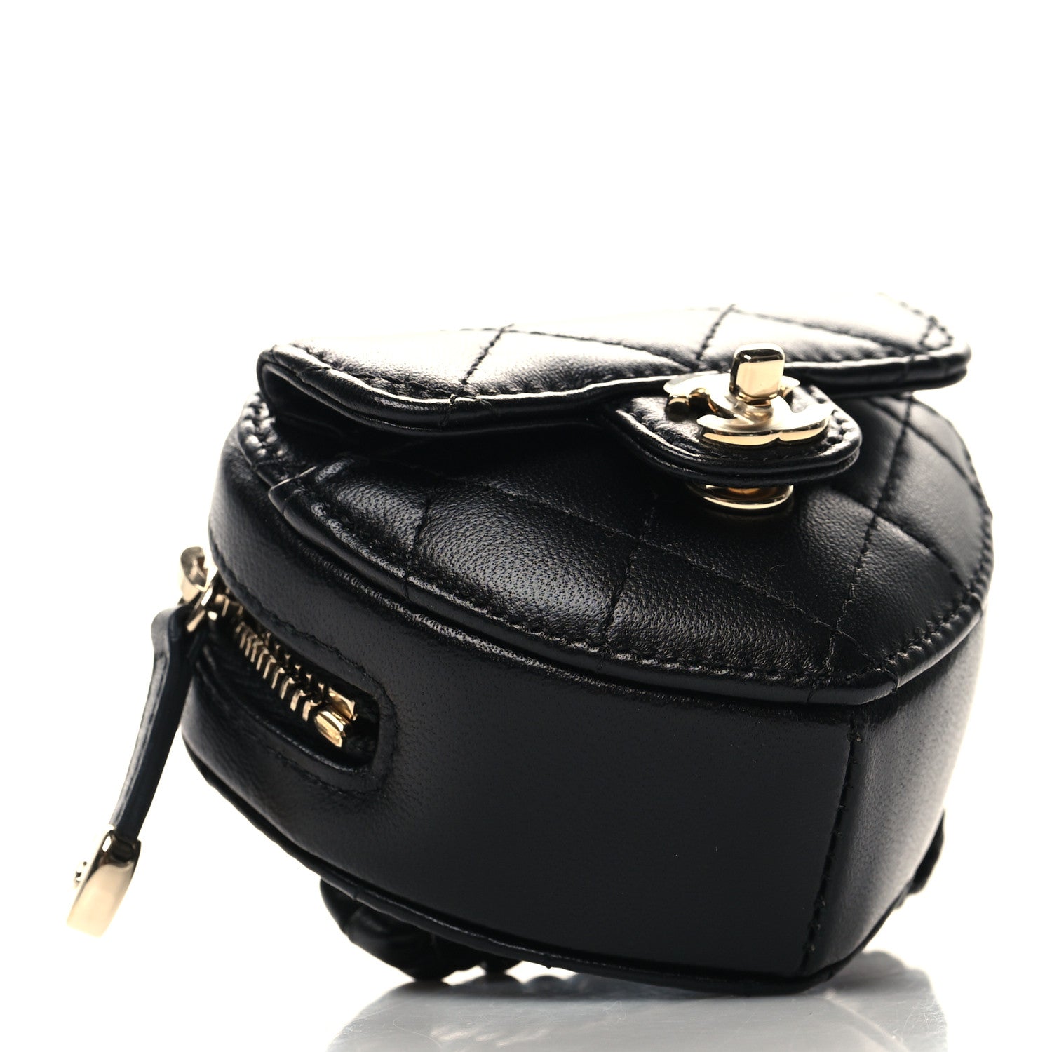 Chanel Lambskin Quilted CC In Love Heart Zipped Arm Coin Purse Black 4 of 9