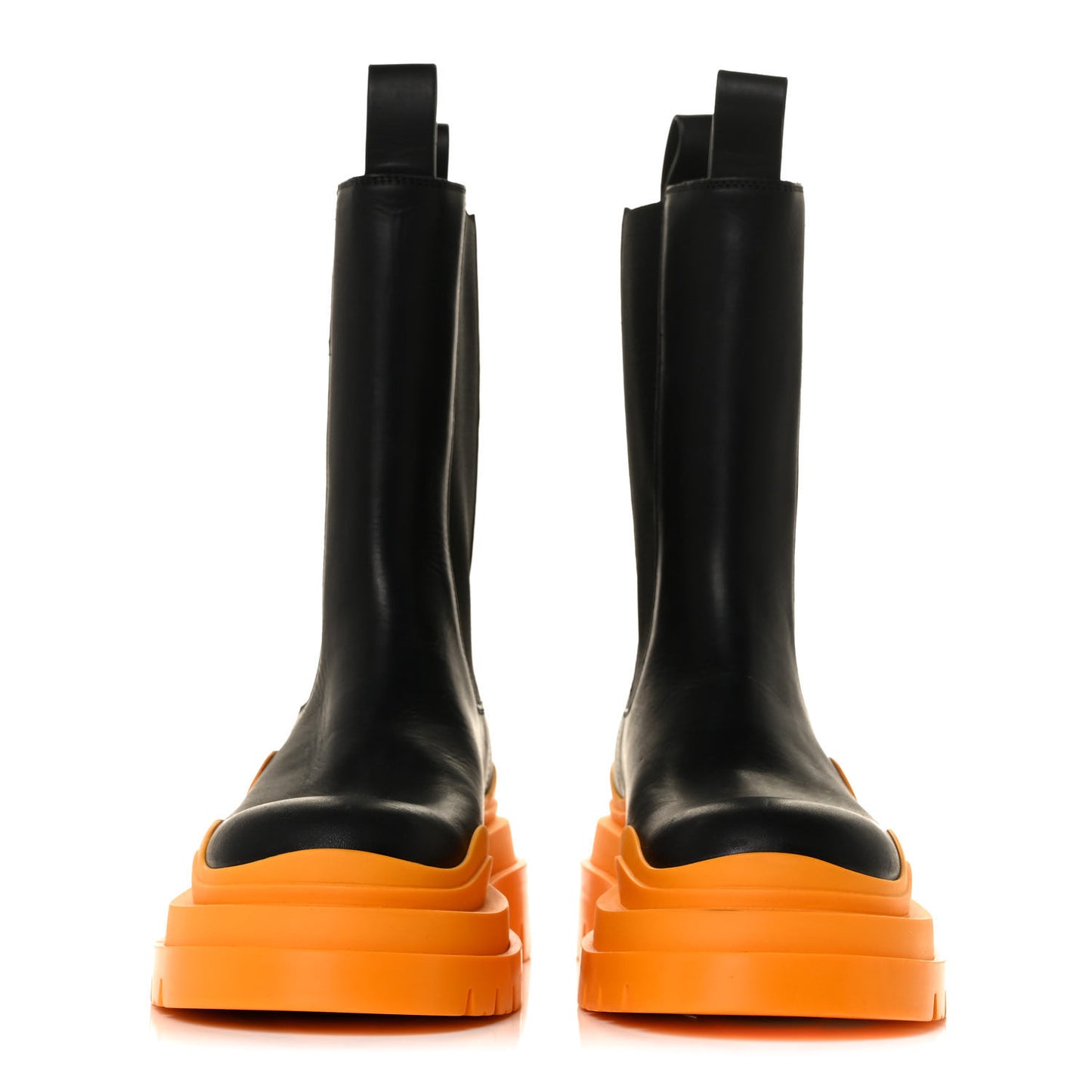 Calfskin The Tire Chelsea Boots 38 Black Tangerine