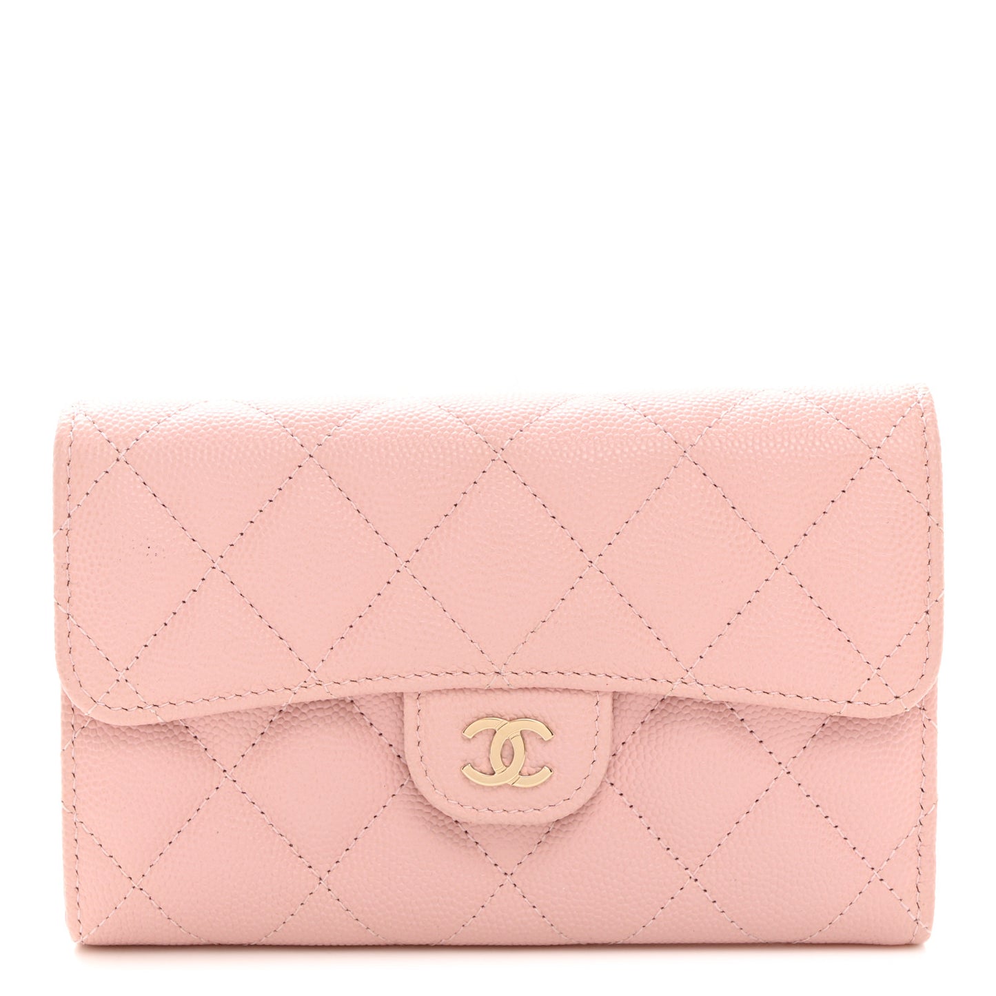 Caviar Quilted Medium Flap Wallet Light Pink