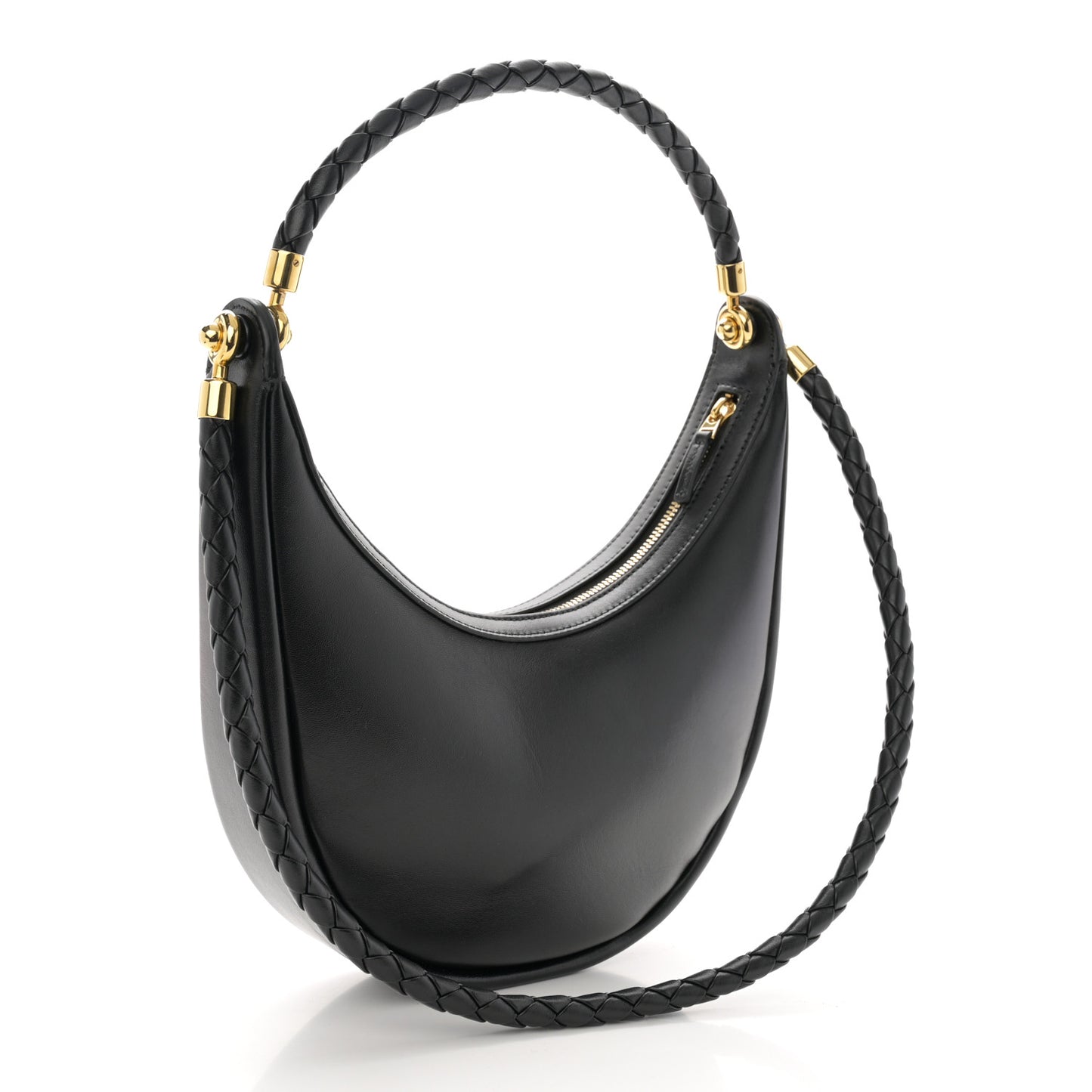 Smooth Calfskin Hula Hoop Shoulder Bag Black