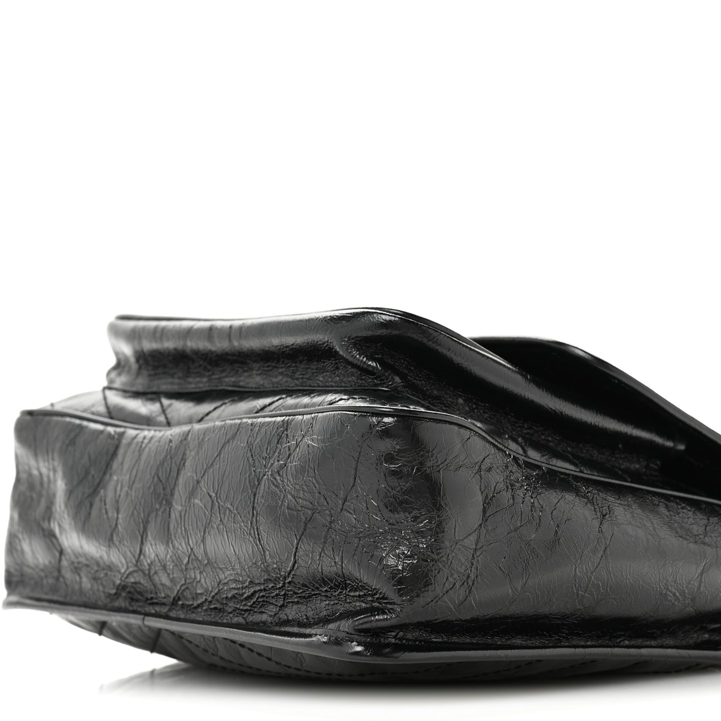 Crinkled Calfskin Matelasse Monogram Large Niki Chain Satchel Black