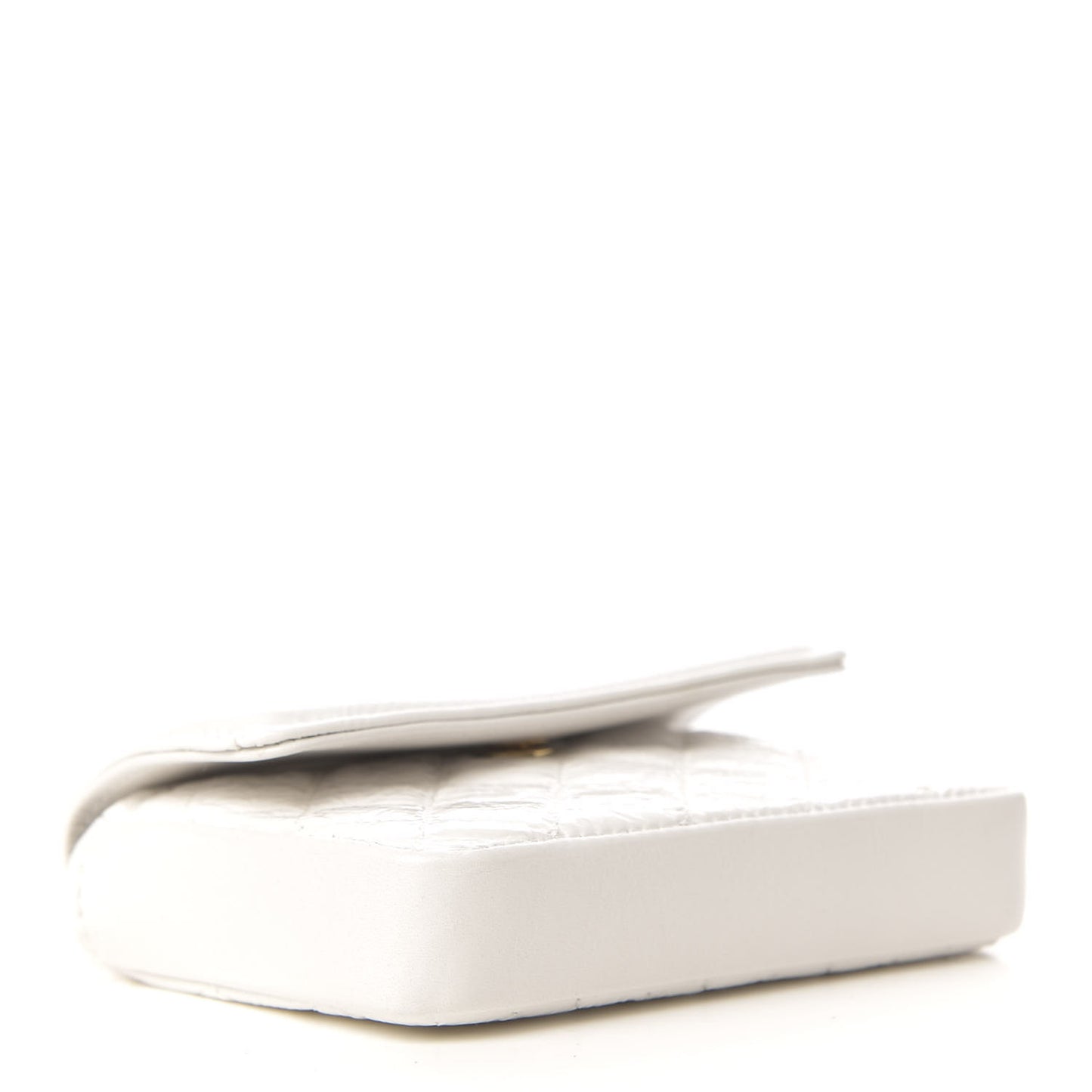 Shiny Aged Calfskin Quilted Waist Belt Bag White