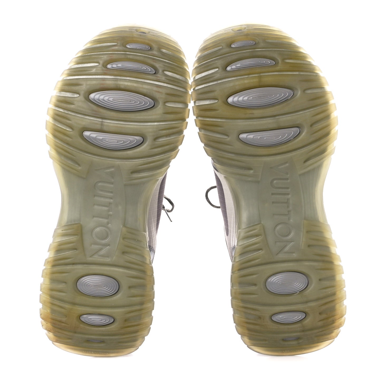 Technical Mesh Metallic Monogram Mens Run Away Pulse Sneakers 10.5 Grey