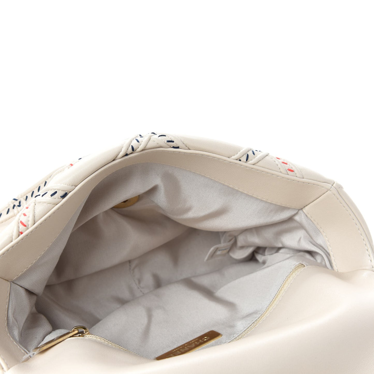 Lambskin Mixed Fibers Quilted Medium 19 Flap Beige