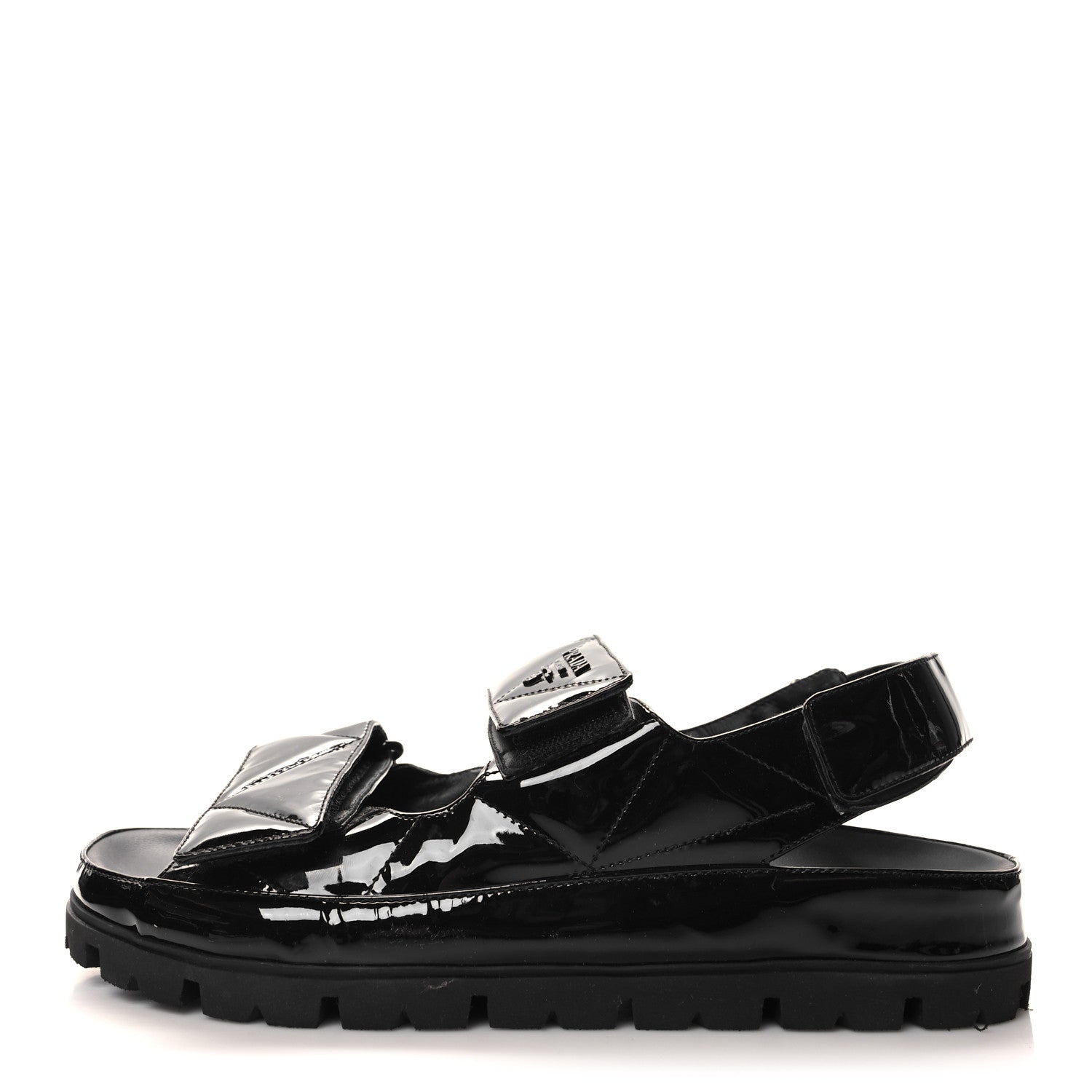 Prada Patent Quilted Padded Slingback Sandals 38.5 Black 1550056