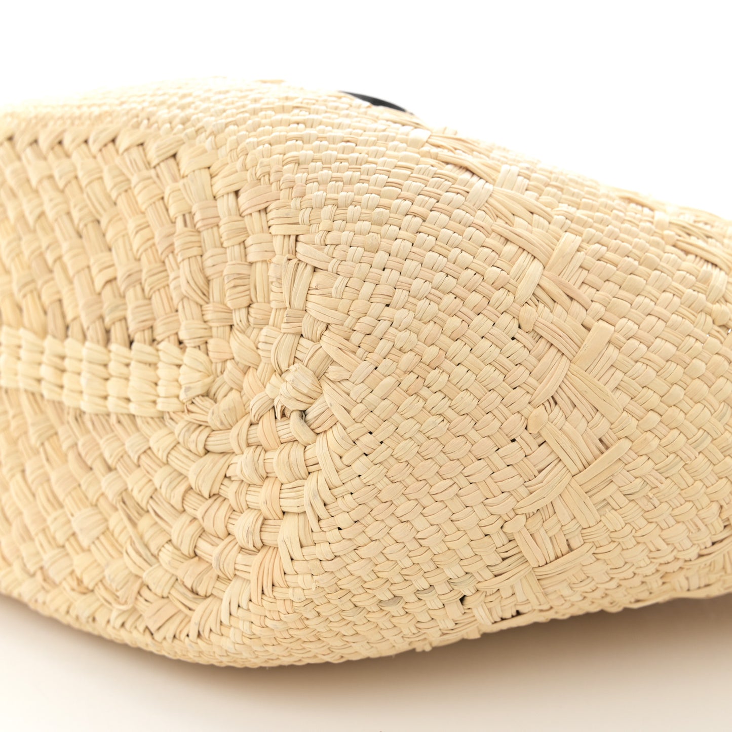 Iraca Palm Calfskin Medium Anagram Basket Bag Natural Black