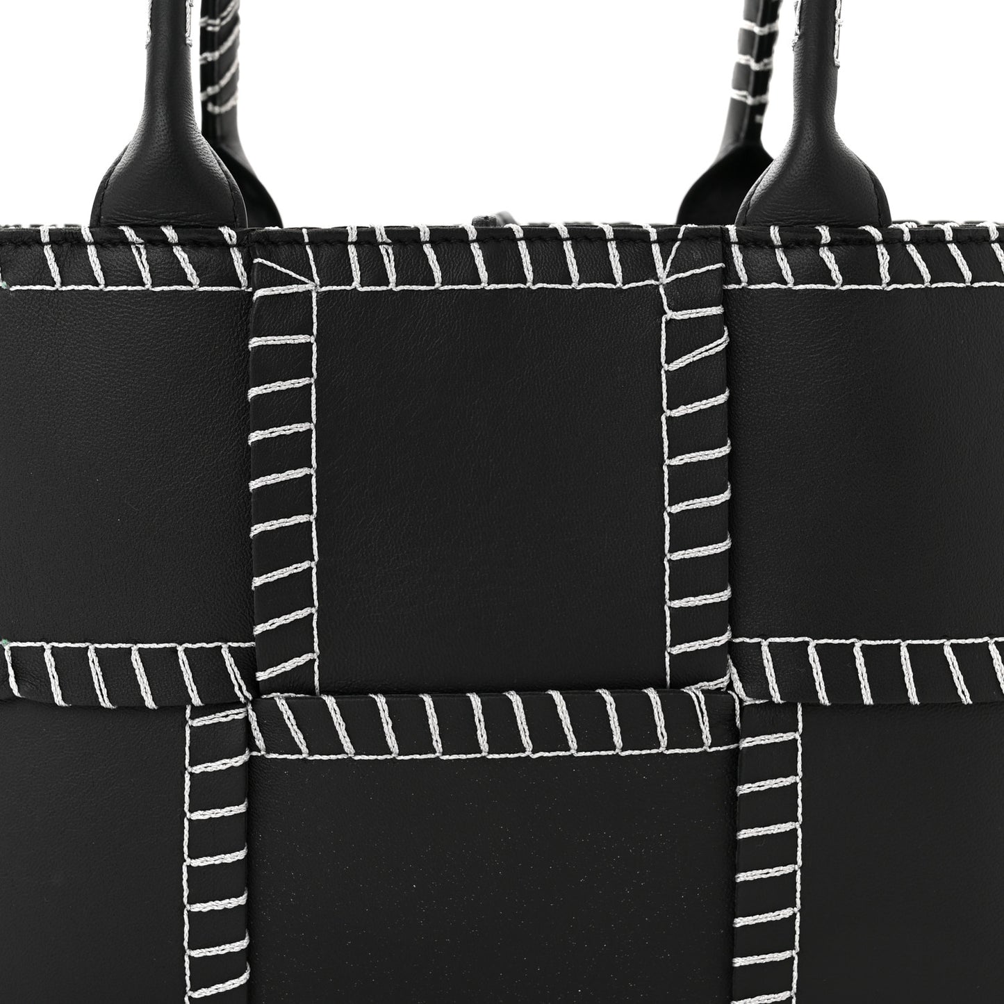 Nappa Maxi Intrecciato Overlock Stitched Small Arco Tote Black Silver