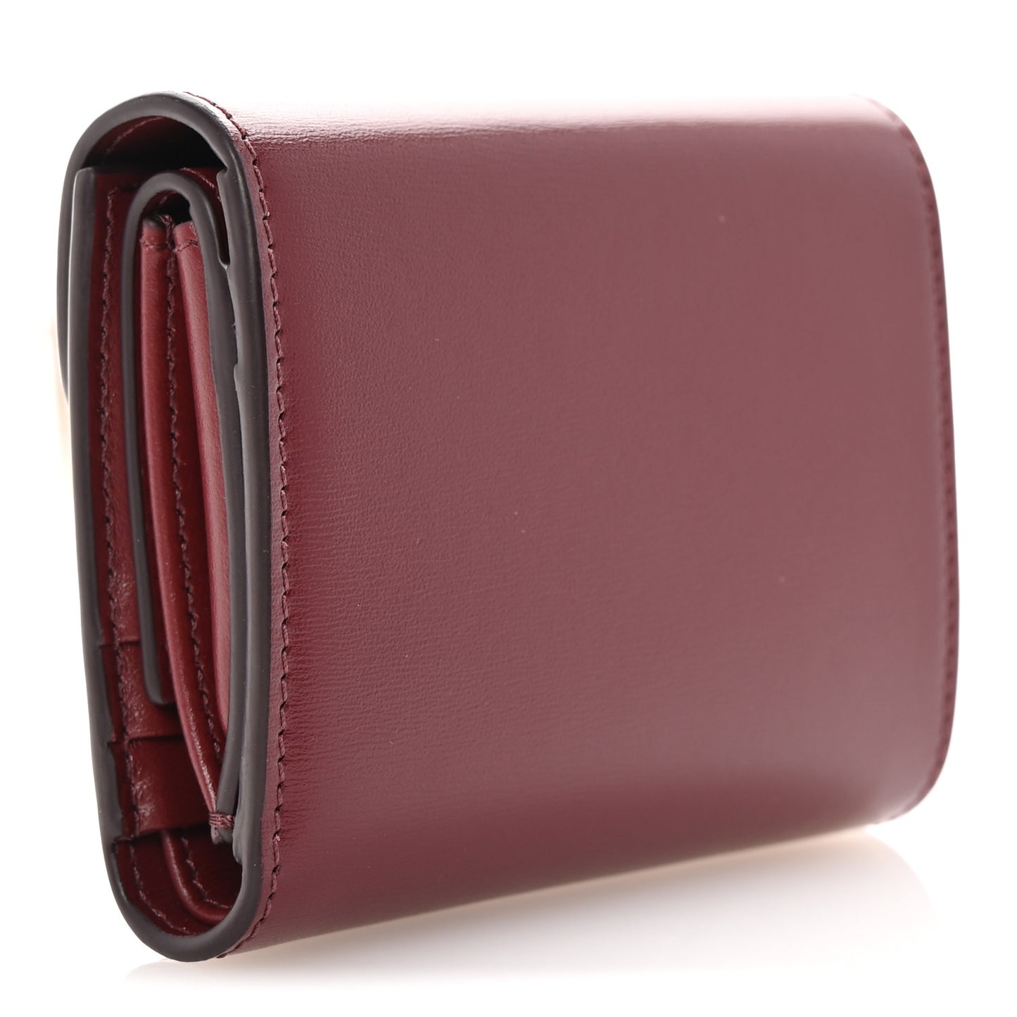 Shiny Calfskin Small Triomphe Wallet Deep Burgundy