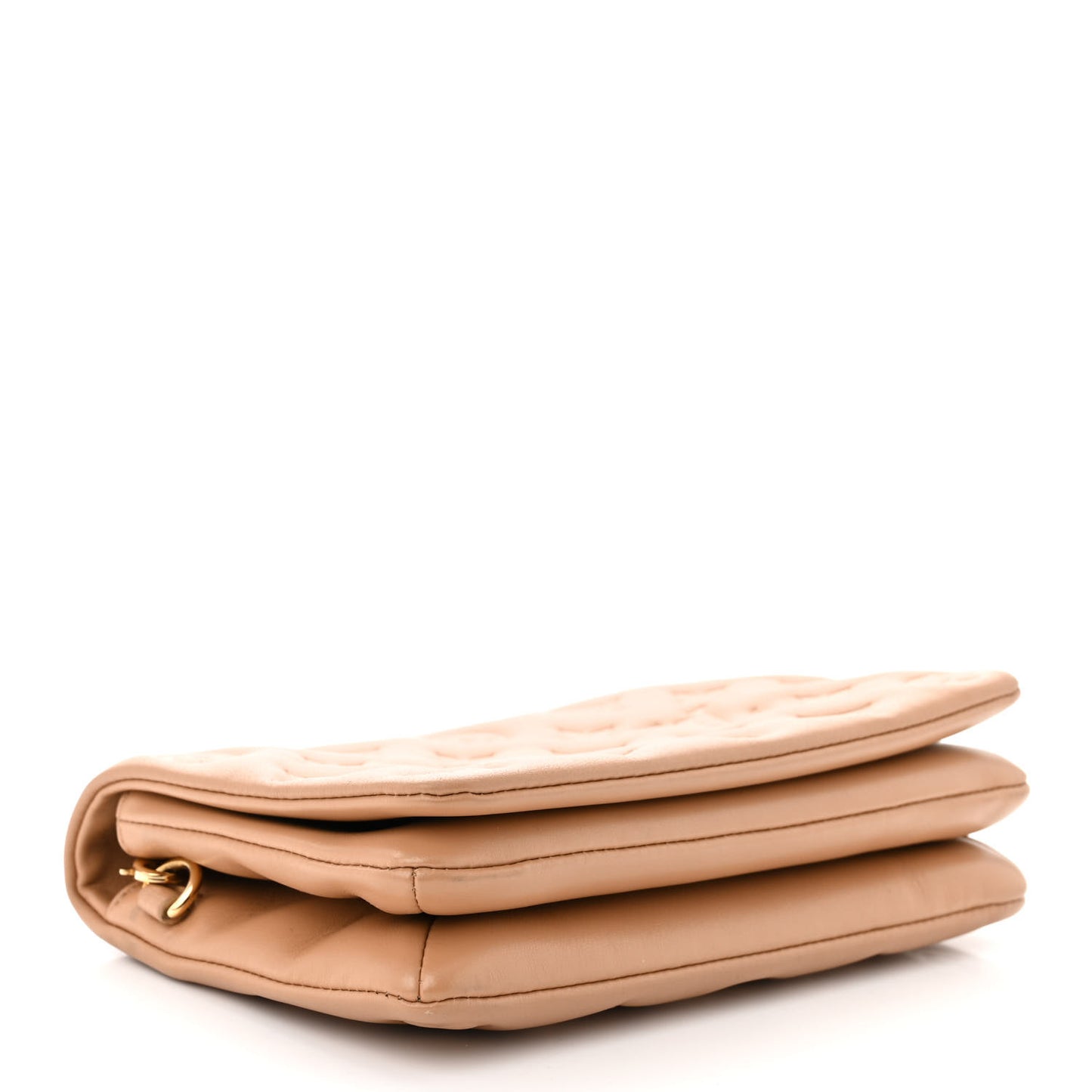 Lambskin Embossed Monogram Pochette Coussin Camel