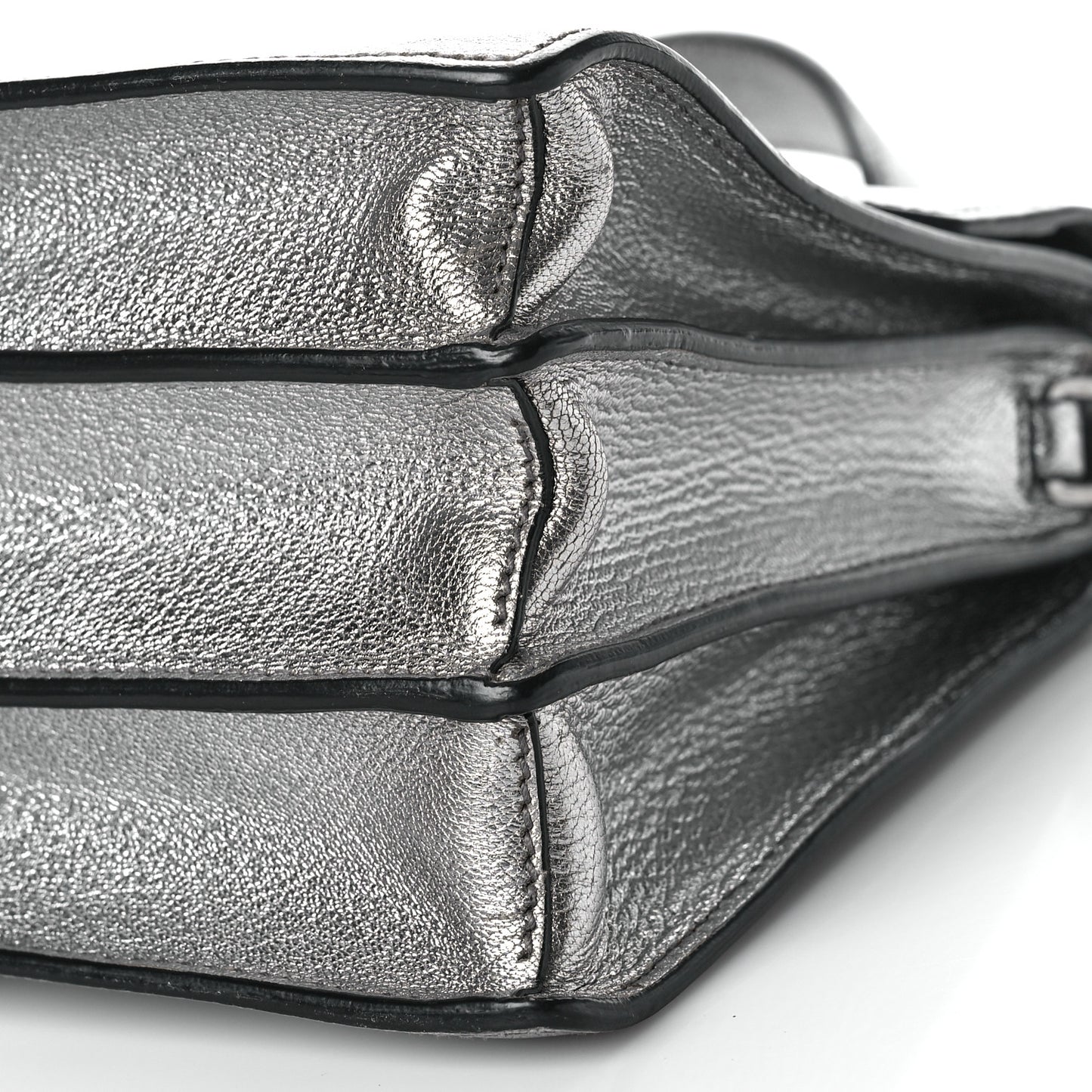 Goatskin Madras Top Handle Bag Silver