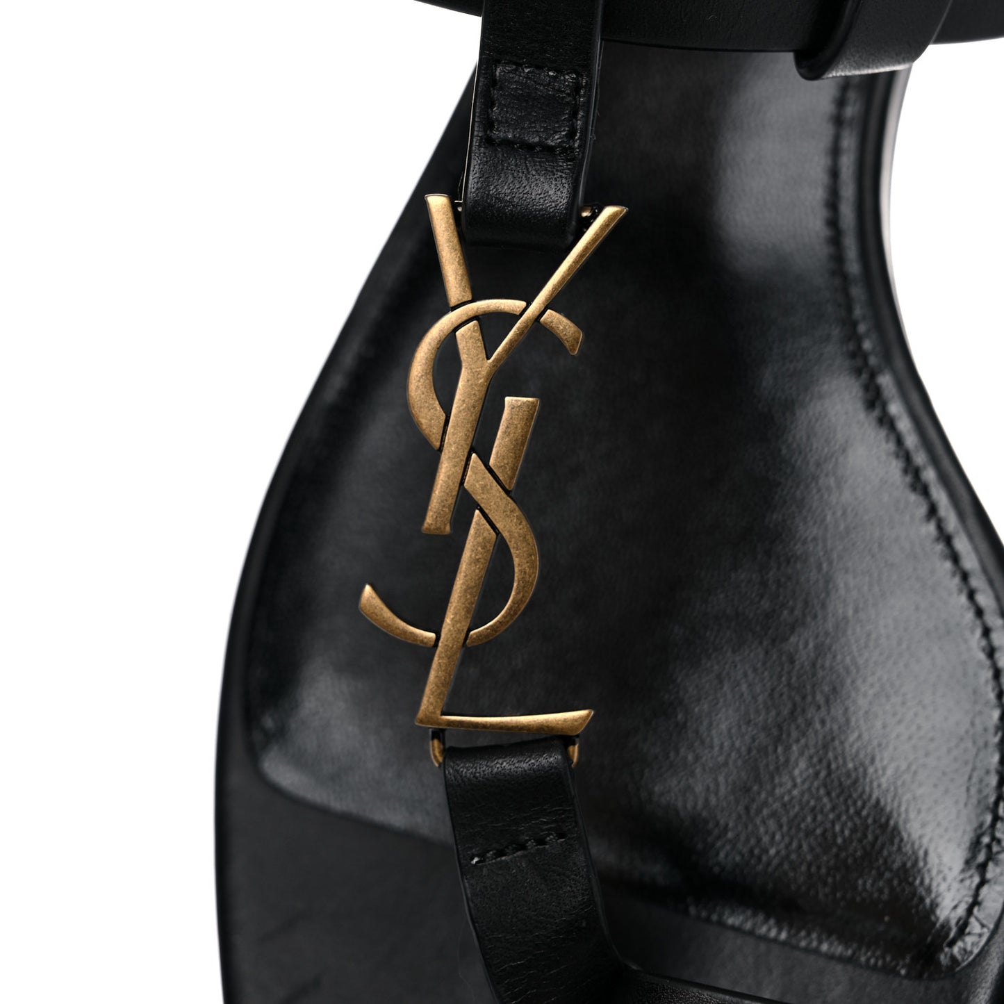 Patent Calfskin Cassandra Monogram Sandals 38 Black