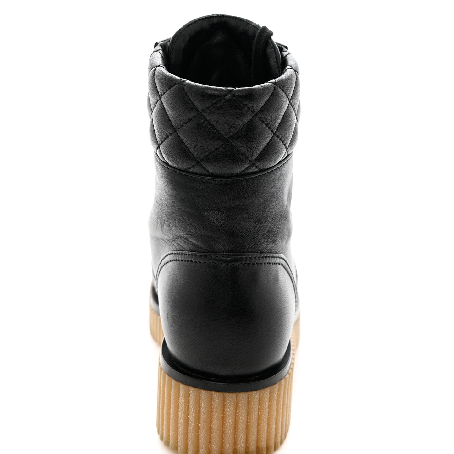 Calfskin Quilted CC Combat Boots 36 Black