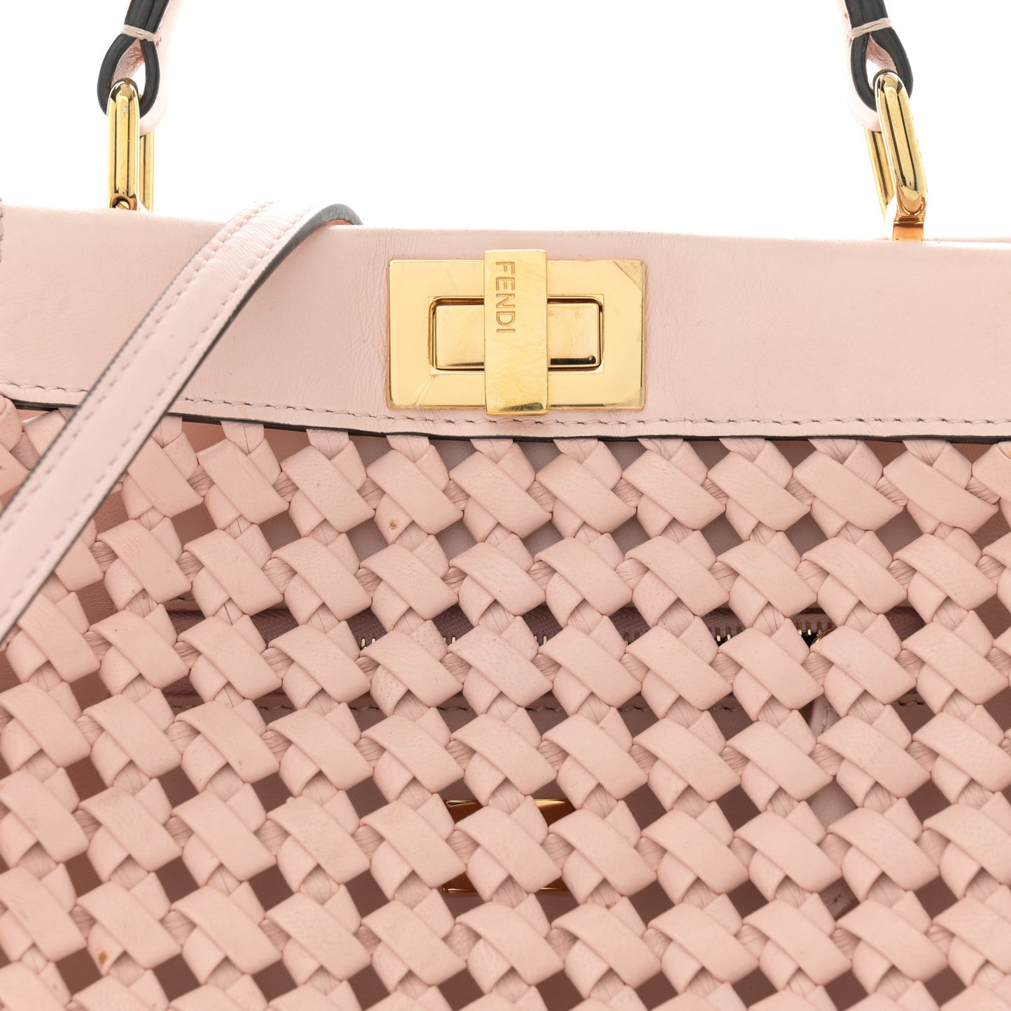 Nappa Woven Mini Peekaboo Iconic Satchel Rosa Confetto