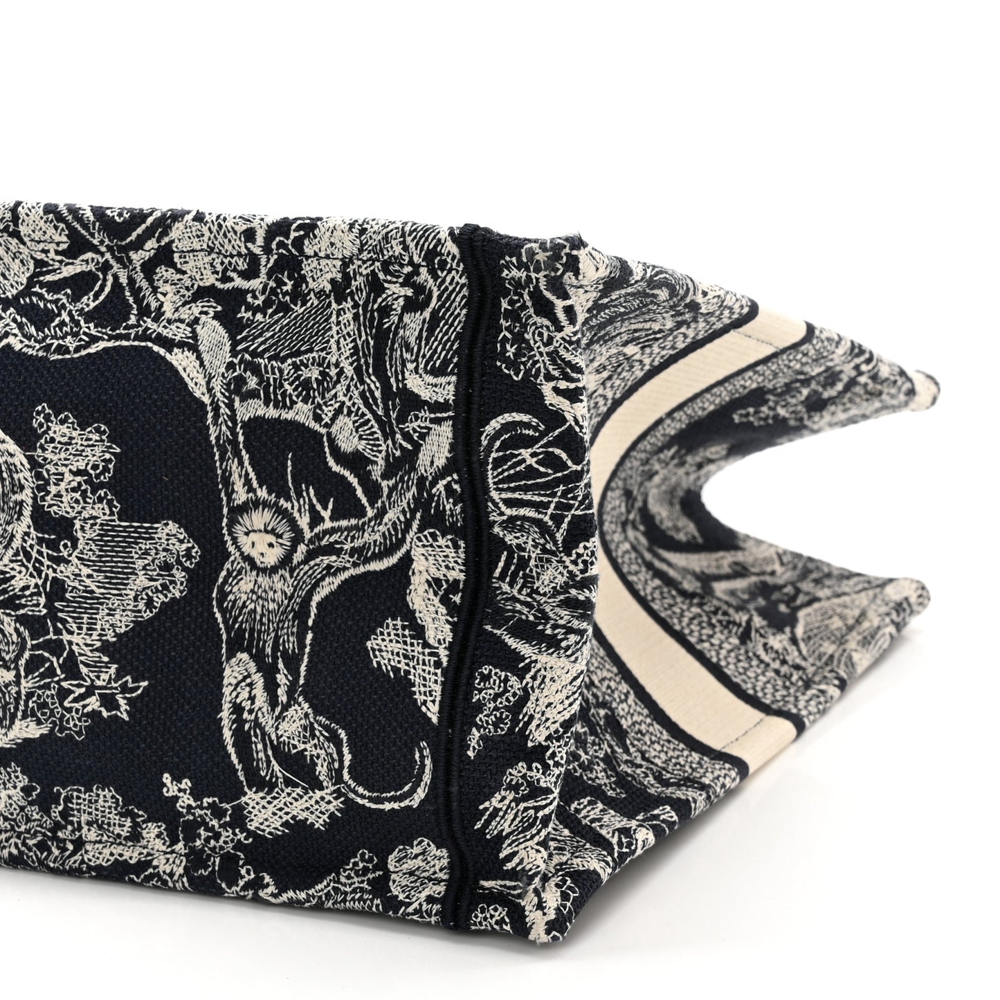 Canvas Embroidered Medium Toile De Jouy Reverse Book Tote Blue