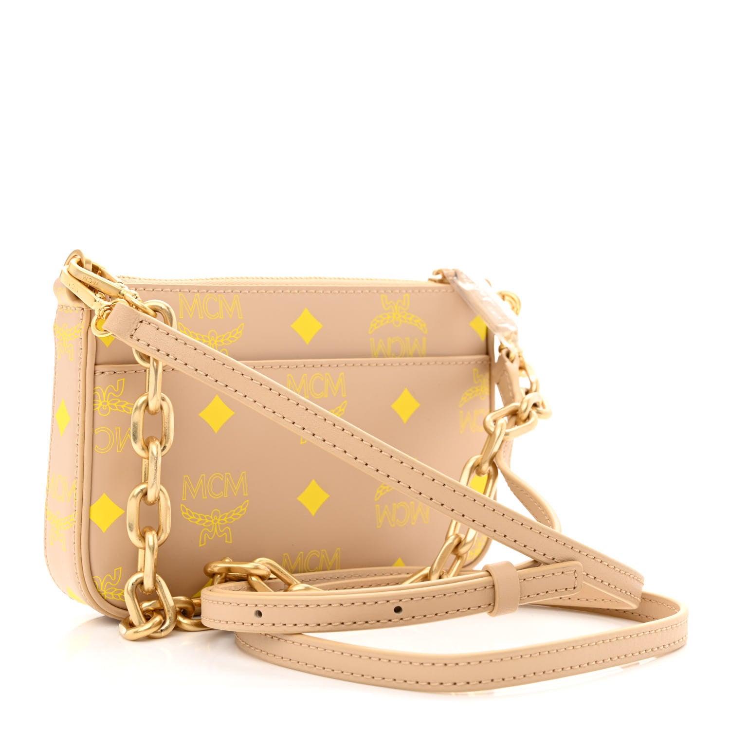 MCM Calfskin Color Splash Mini Pouch on Chain Croissant 3 of 9