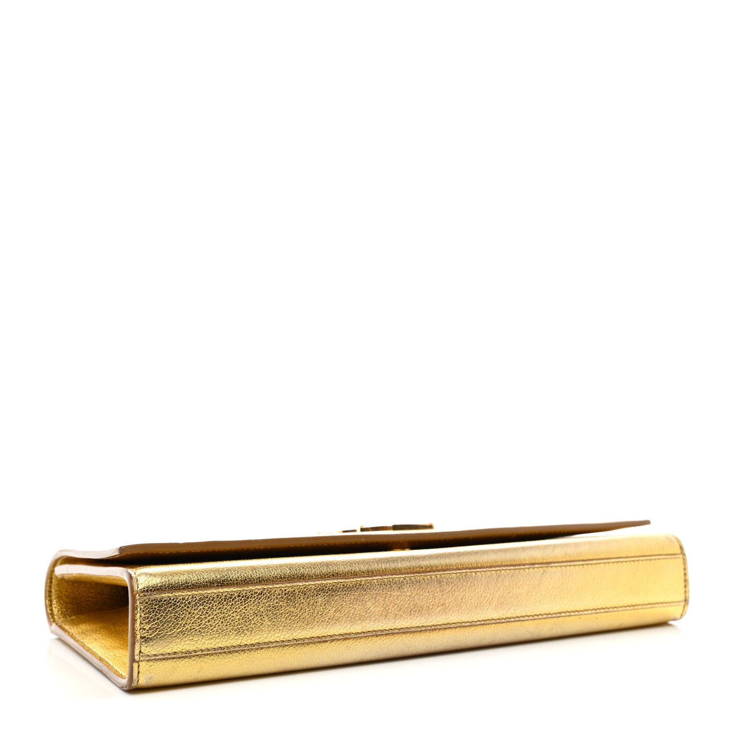 Saint Laurent Metallic Calfskin Classic Monogram Cassandre Clutch Gold 4 of 8