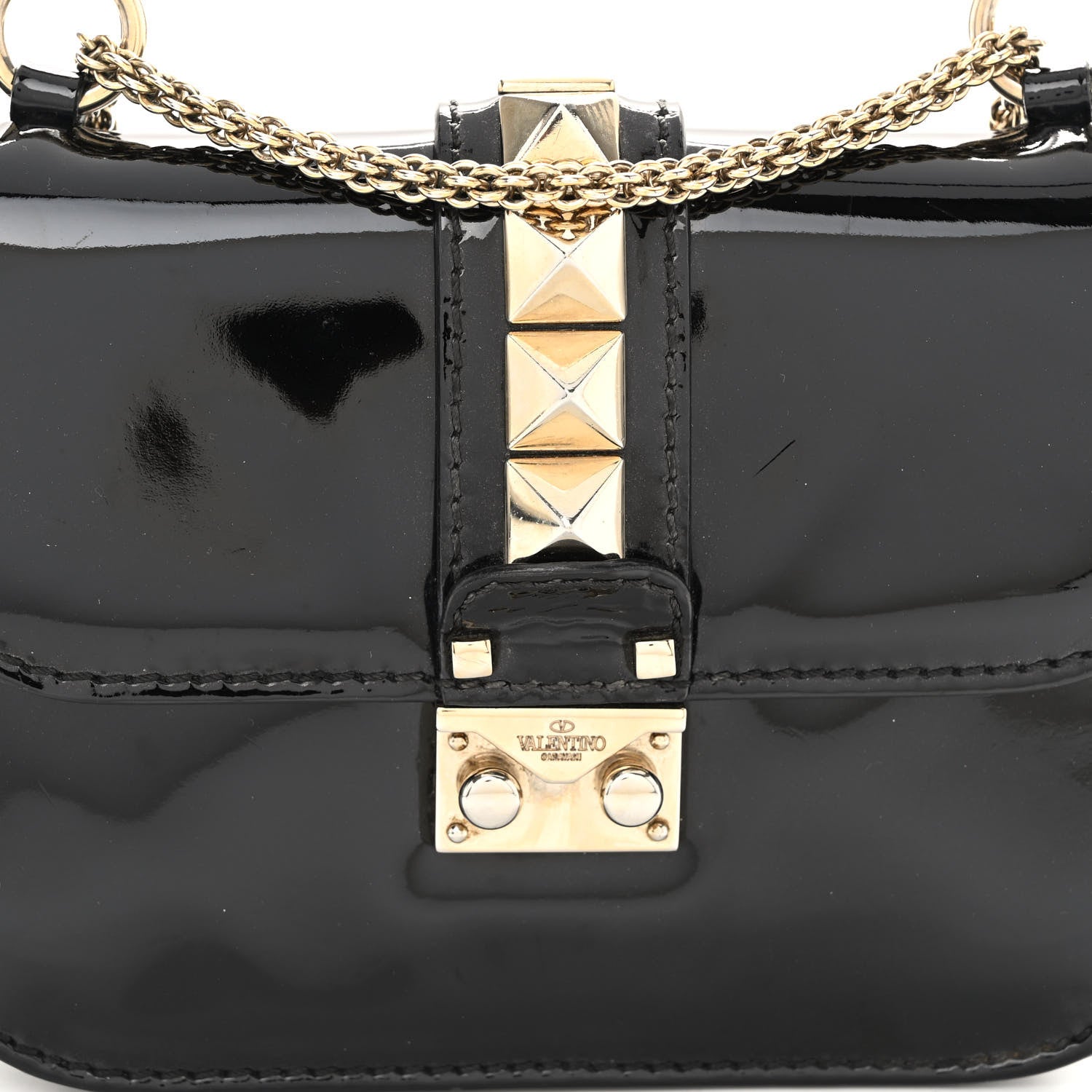 Valentino Garavani Patent Small Glam Lock Rockstud Flap Black 8 of 12
