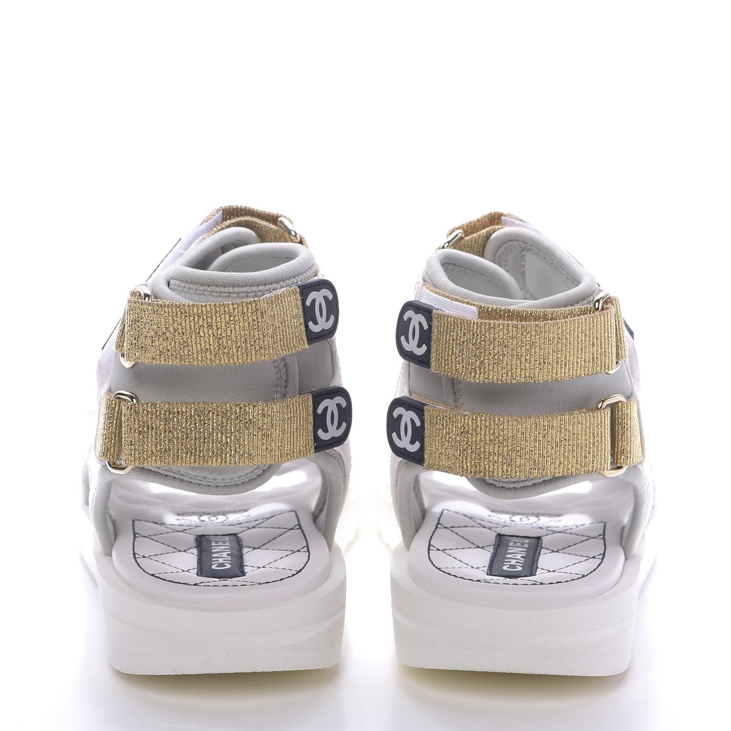 Goatskin Fabric Gladiator Sandals 37.5 White Light Grey Navy Blue