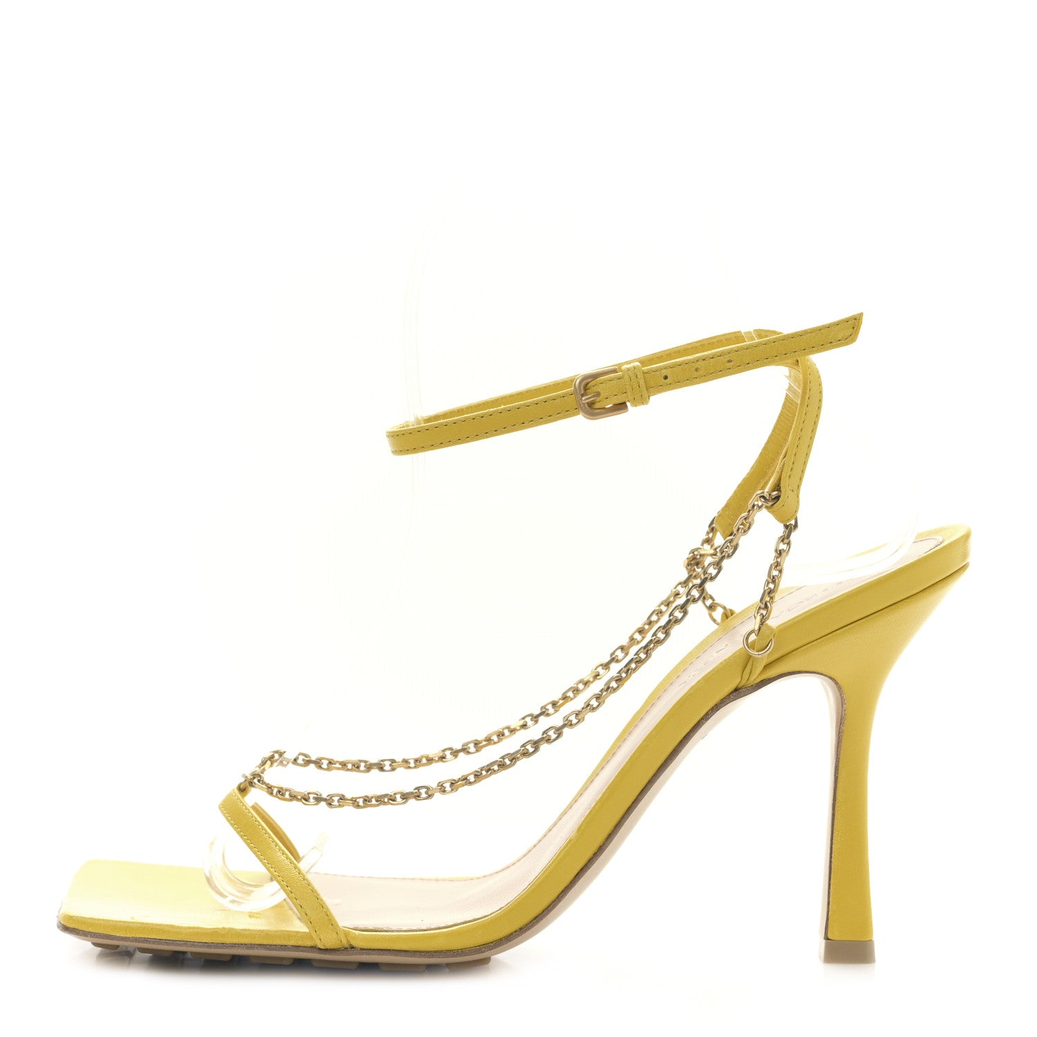 Bottega Veneta Lambskin Stretch Chain Strap 90mm Sandals 38 Buttercup 1 of 7