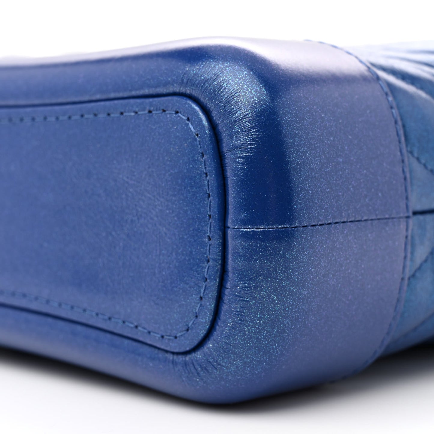 Metallic Calfskin Chevron Quilted Small Gabrielle Hobo Blue