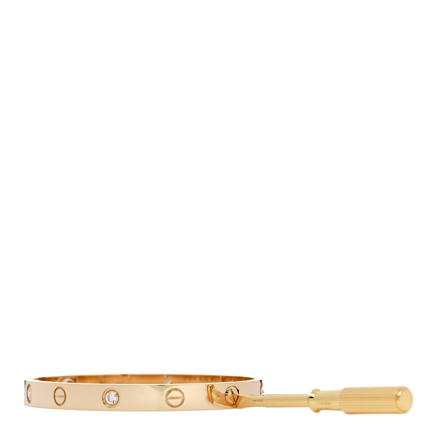 18K Yellow Gold 4 Diamond LOVE Bracelet 17
