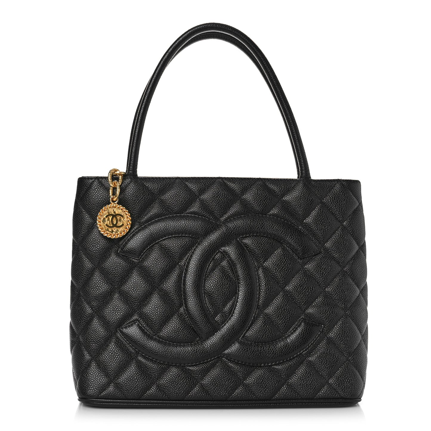 Caviar Quilted Medallion Tote Black