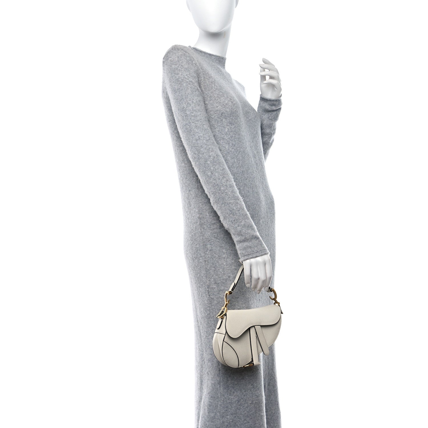 Christian Dior Grained Calfskin Mini Saddle Bag White 2 of 13