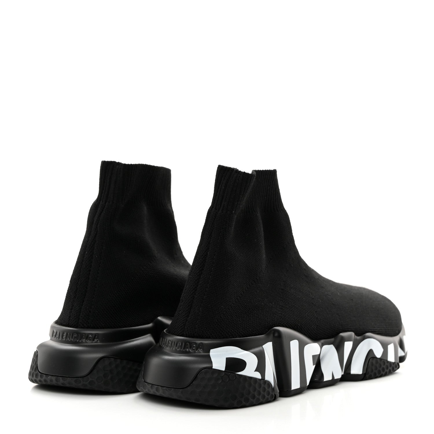 Balenciaga Neoprene Knit Womens Speed Graffiti Sneakers 38 Black White 4 of 9