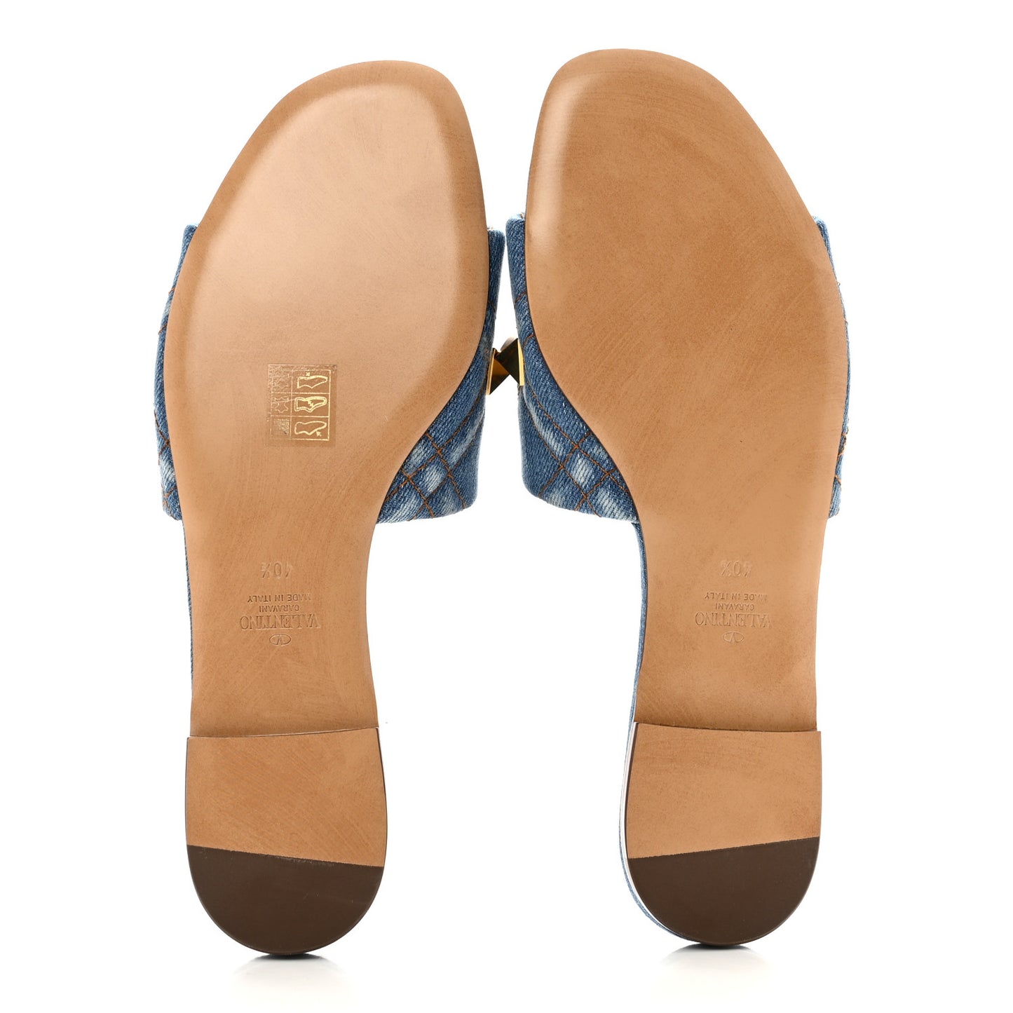 Denim Roman Stud Flat Slide Sandals 40.5 Denim