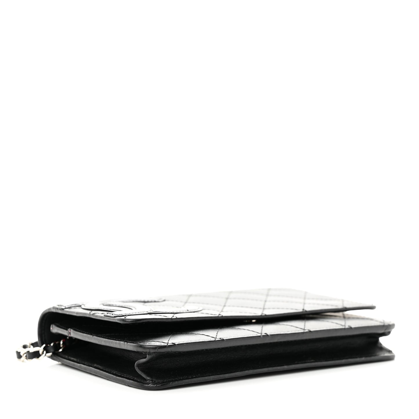Calfskin Quilted Cambon Wallet on Chain WOC Black