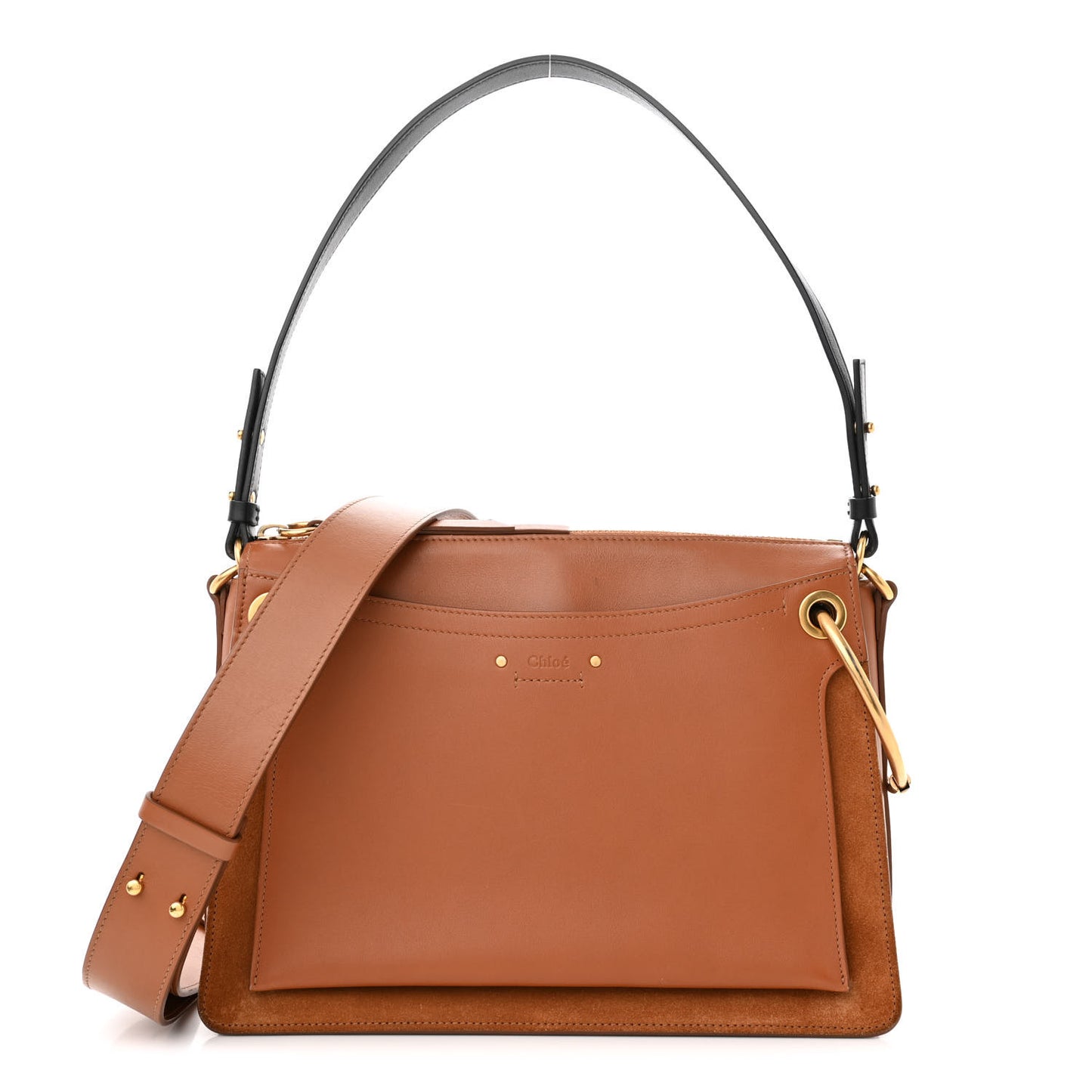 Calfskin Suede Small Roy Bag Caramel