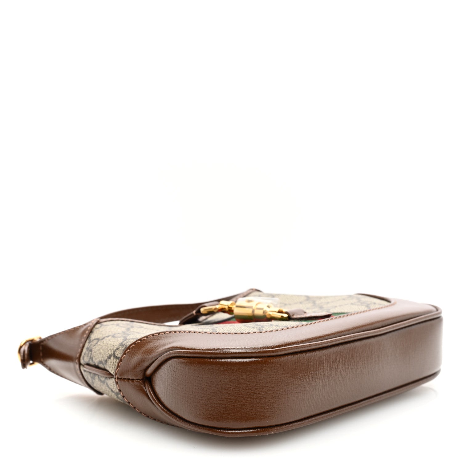 Gucci GG Supreme Monogram Azalea Calfskin Web Mini Jackie 1961 Hobo Beige Ebony Brown Sugar 4 of 10