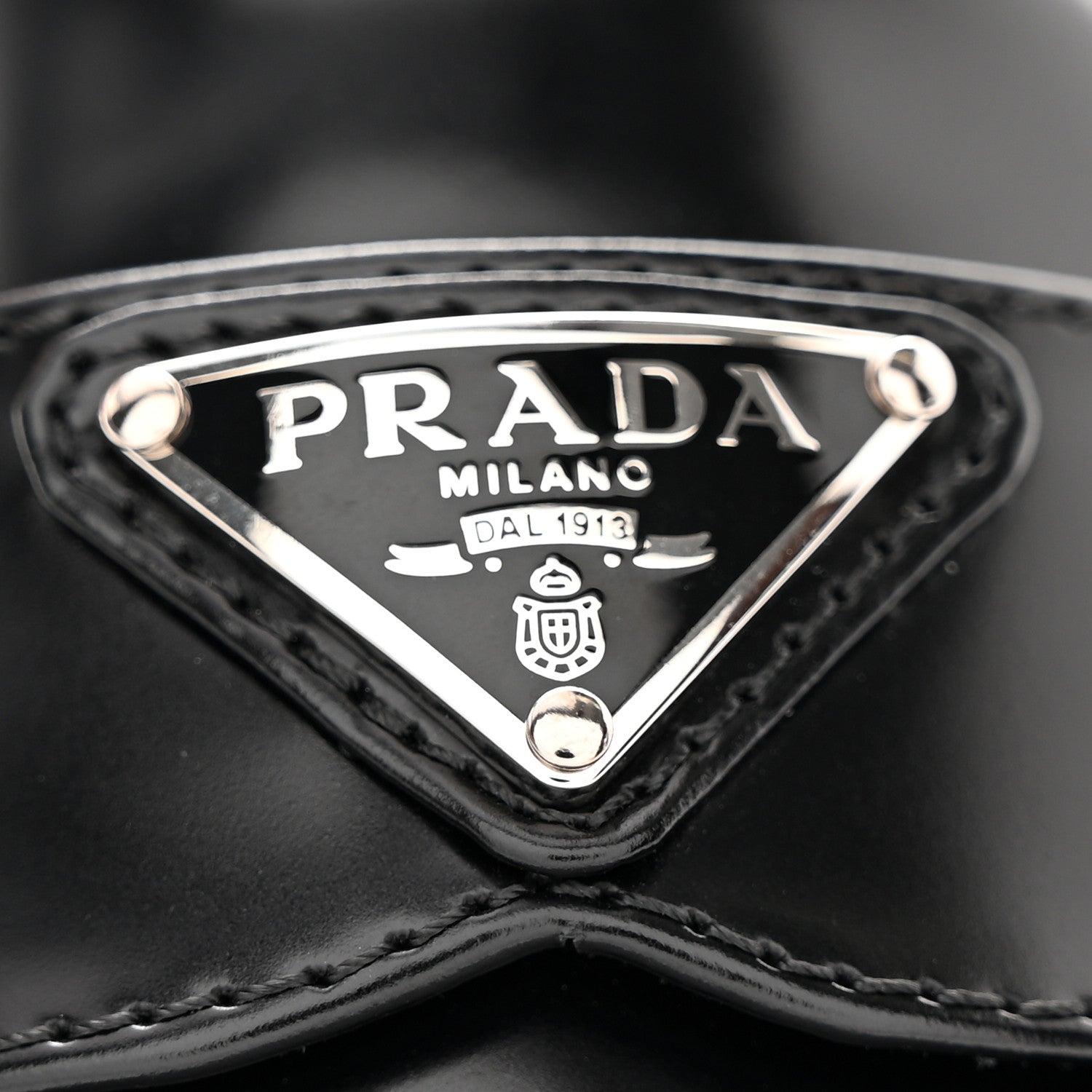 Prada Brushed Calfskin Metal Triangle Logo 20mm Loafers 36.5 Black 8 of 12