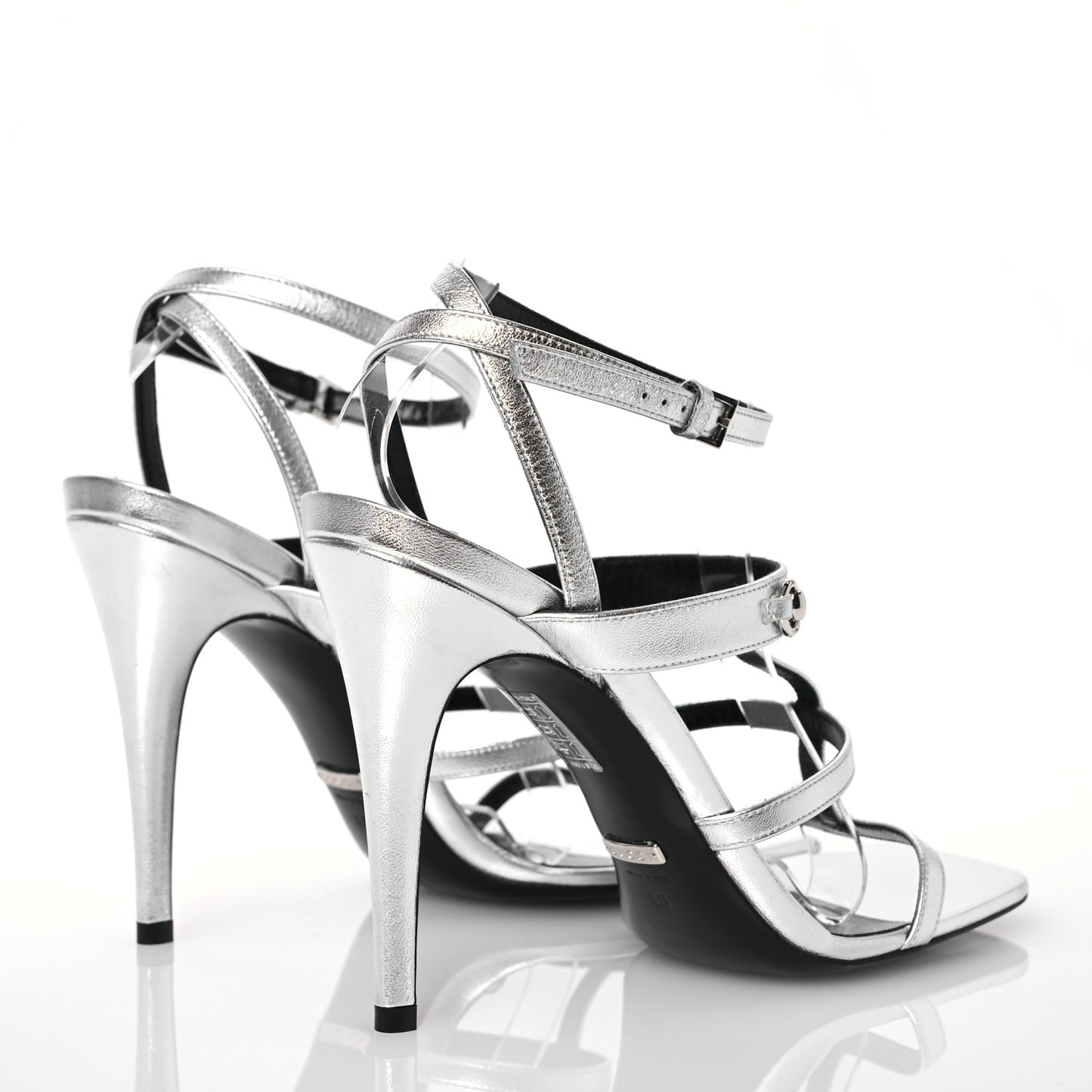 Nappa Silk High Heel Sandals 40 Argento
