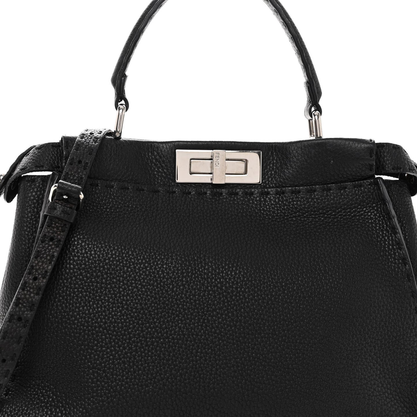 Cuoio Romano Selleria Bi-Color Medium Peekaboo Iconic Satchel Black Mou