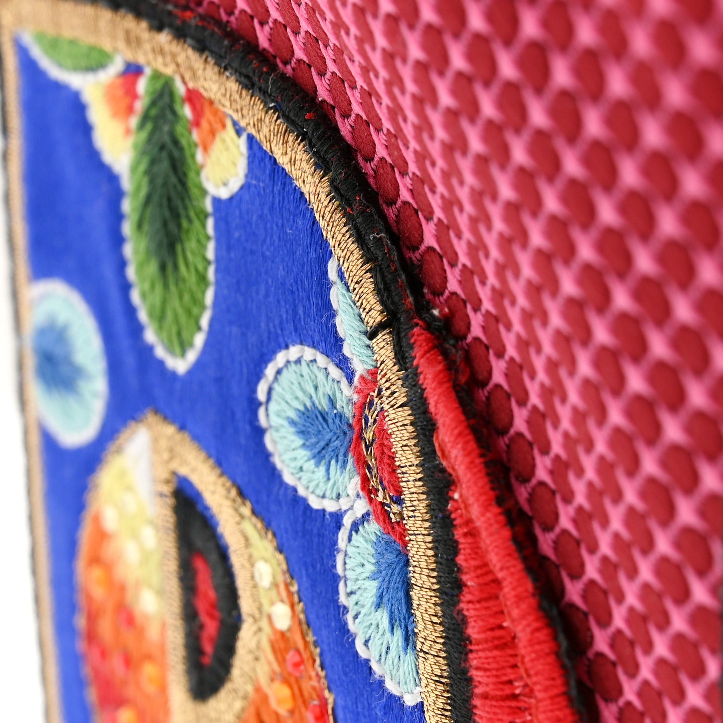 Canvas Embroidered Calfskin Caracaba Tote Multicolor
